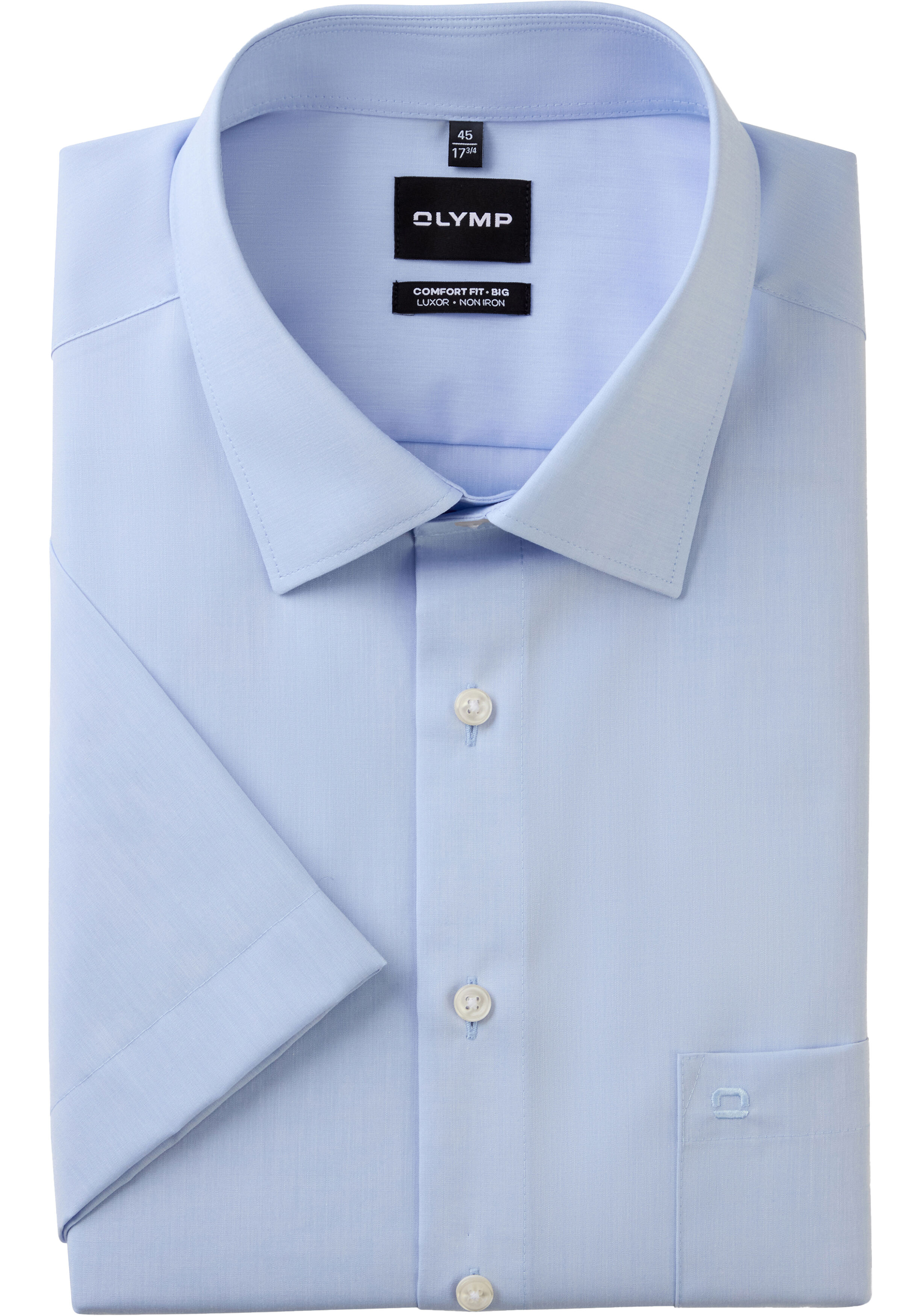 OLYMP Luxor comfort fit Big overhemd, korte mouw, chambray, lichtblauw