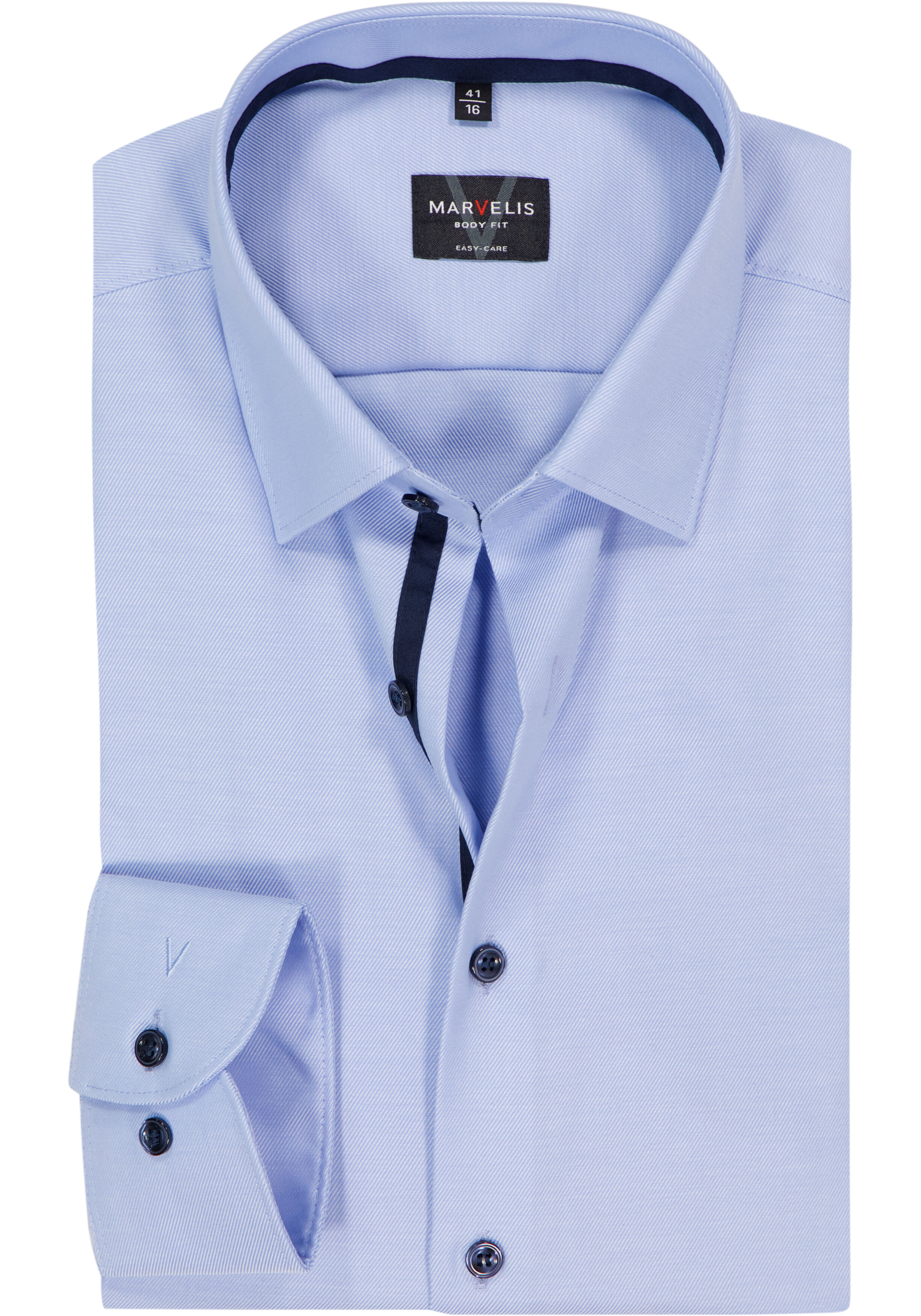 MARVELIS body fit overhemd, lichtblauw twill (contrast)