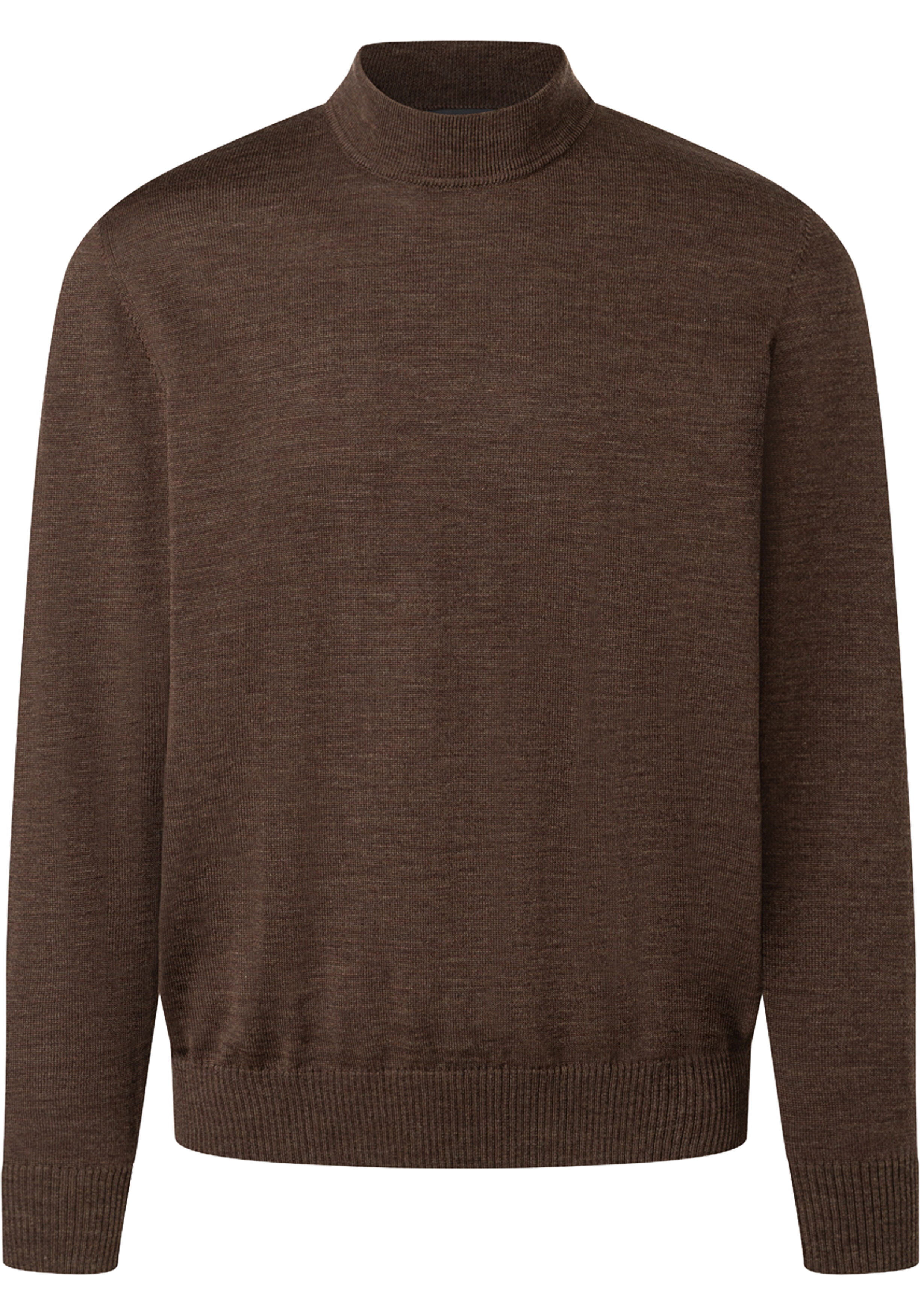 MAERZ Classic Fit heren trui met turtleneck wol, donkerbruin