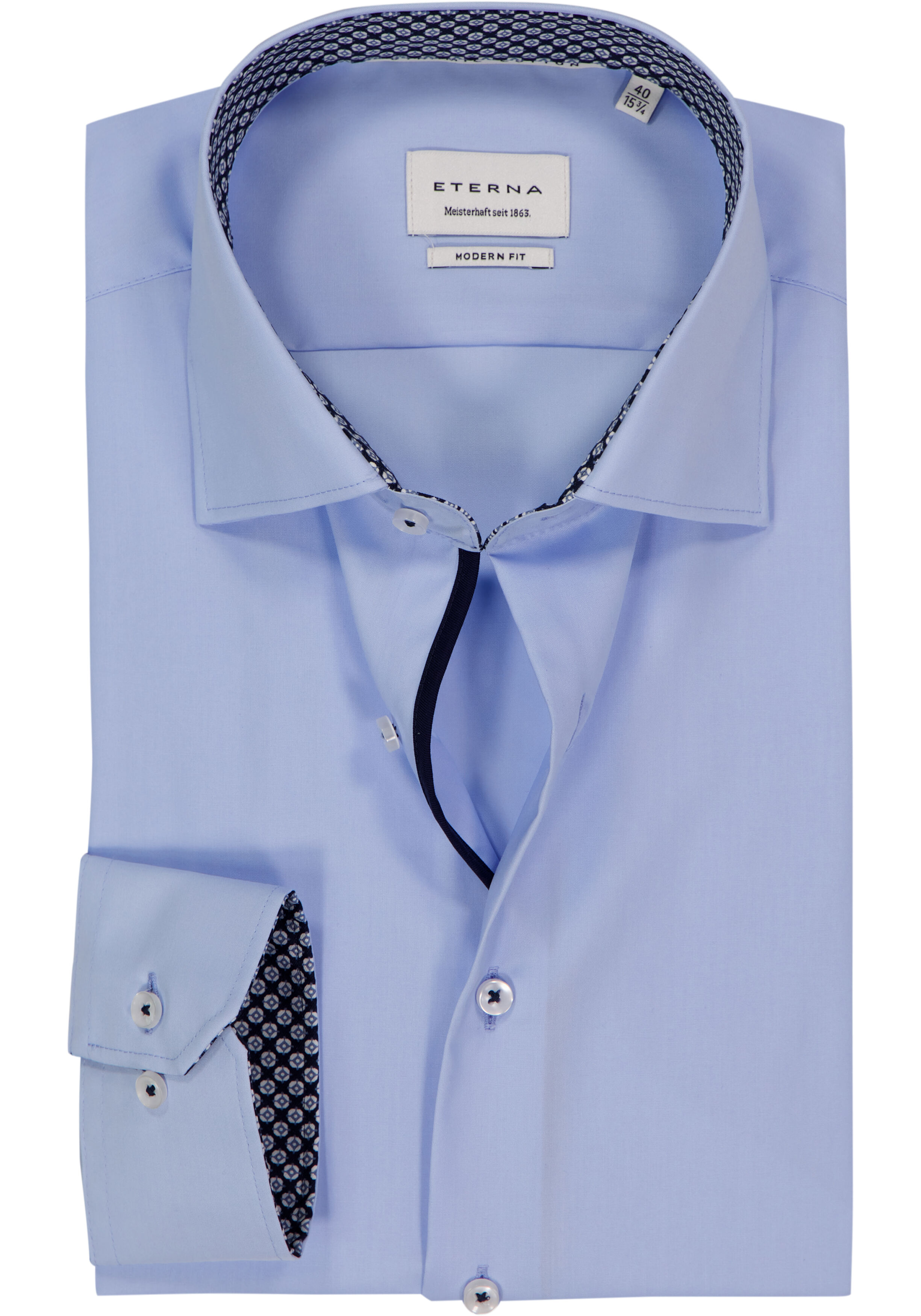 ETERNA modern fit overhemd, popeline, lichtblauw