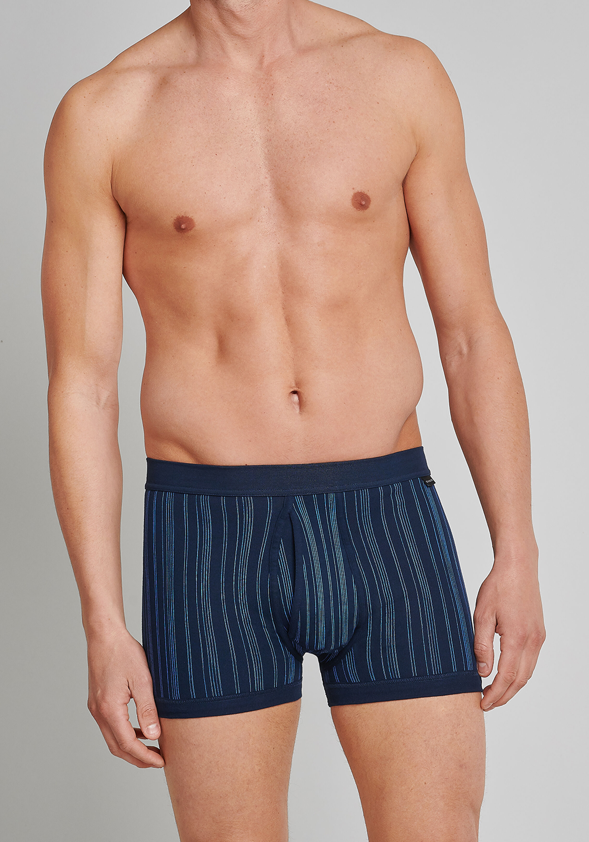 SCHIESSER Original Classics shorts (2-pack), Feinripp met gulp, blauw gestreept           