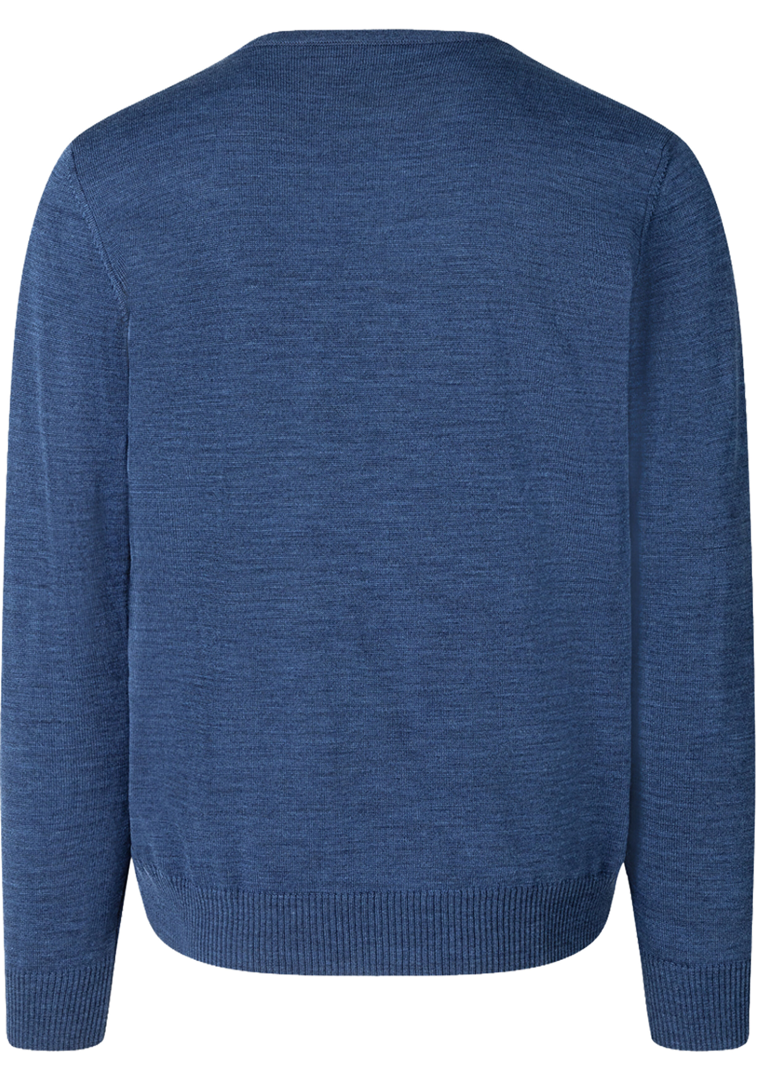 MAERZ Classic Fit heren trui met V-hals wol, middenblauw