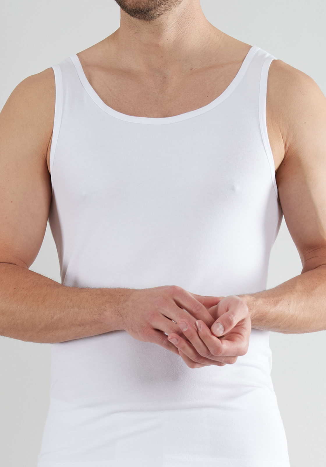 Gotzburg heren singlet slim fit 95/5 (1-pack), heren onderhemd stretch katoen, wit Gotzburg heren singlet slim fit 95/5 (1-pack), heren onderhemd stretch katoen, wit