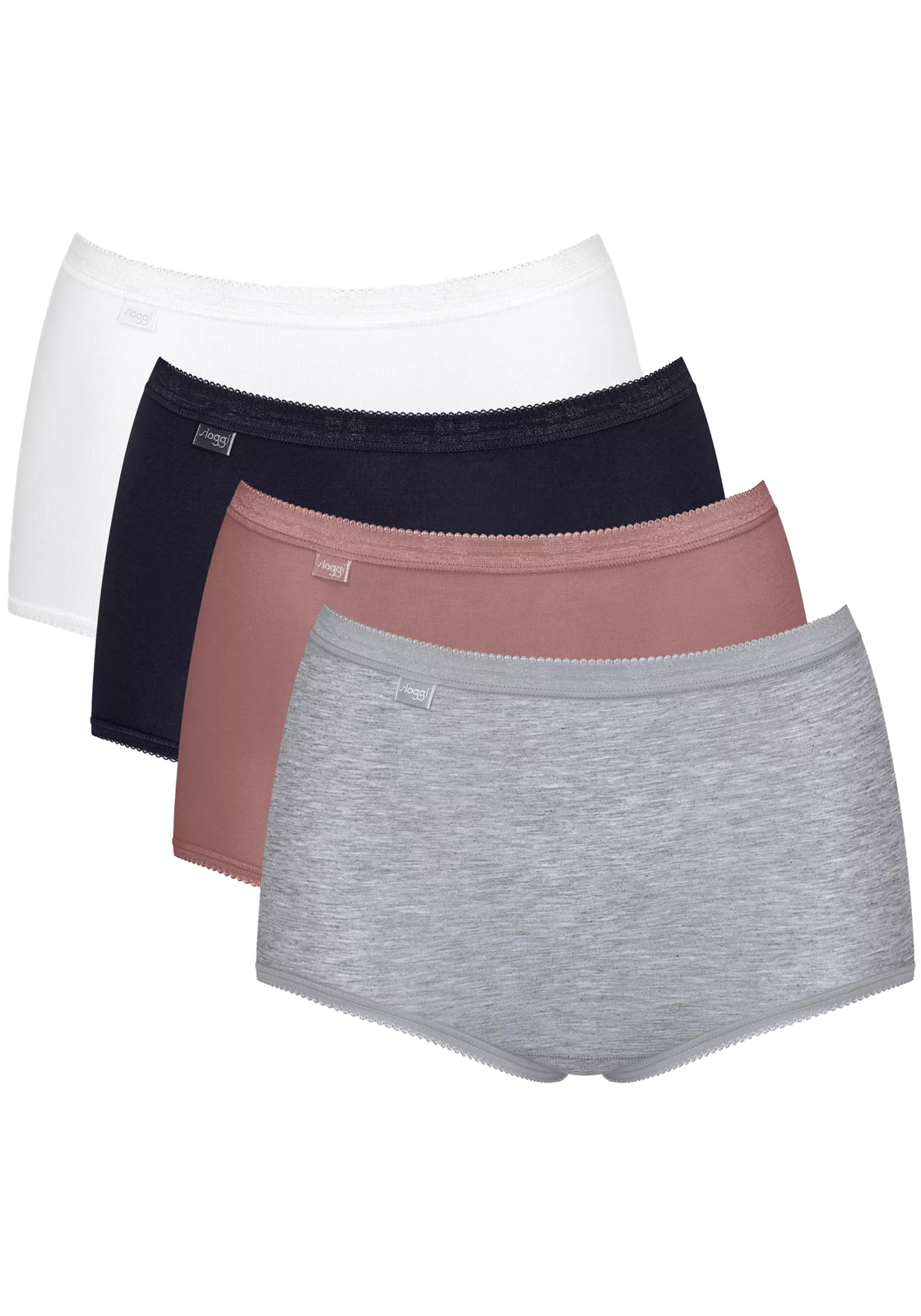 1-7611358839988-sloggi-ondergoed_HR Sloggi Women Basic+ Maxi (4-pack), dames slip, wit, beige, zwart, grijs