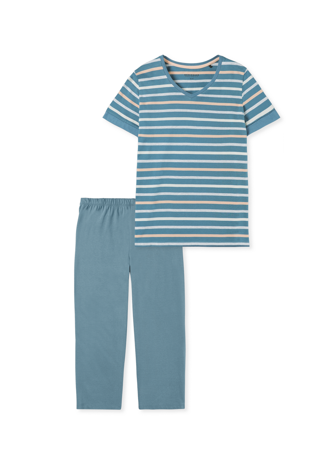 image_2_181254-808_2_1280x1280 SCHIESSER Casual Essentials pyjamaset, dames pyjama 3/4 lengte blauwgrijs