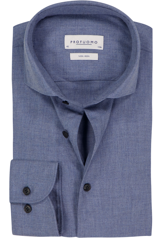 Profuomo slim fit heren overhemd, twill, blauw Profuomo slim fit heren overhemd, twill, blauw