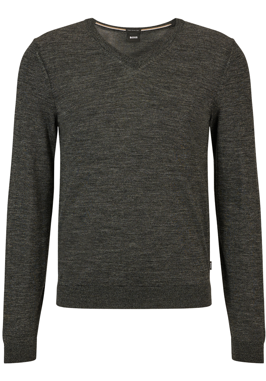 1-4063535337481-50468261-002-hugo_boss-trui-vest-najaar_HR BOSS Melba slim fit trui wol, heren pullover met V-hals, zwart-wit melange
