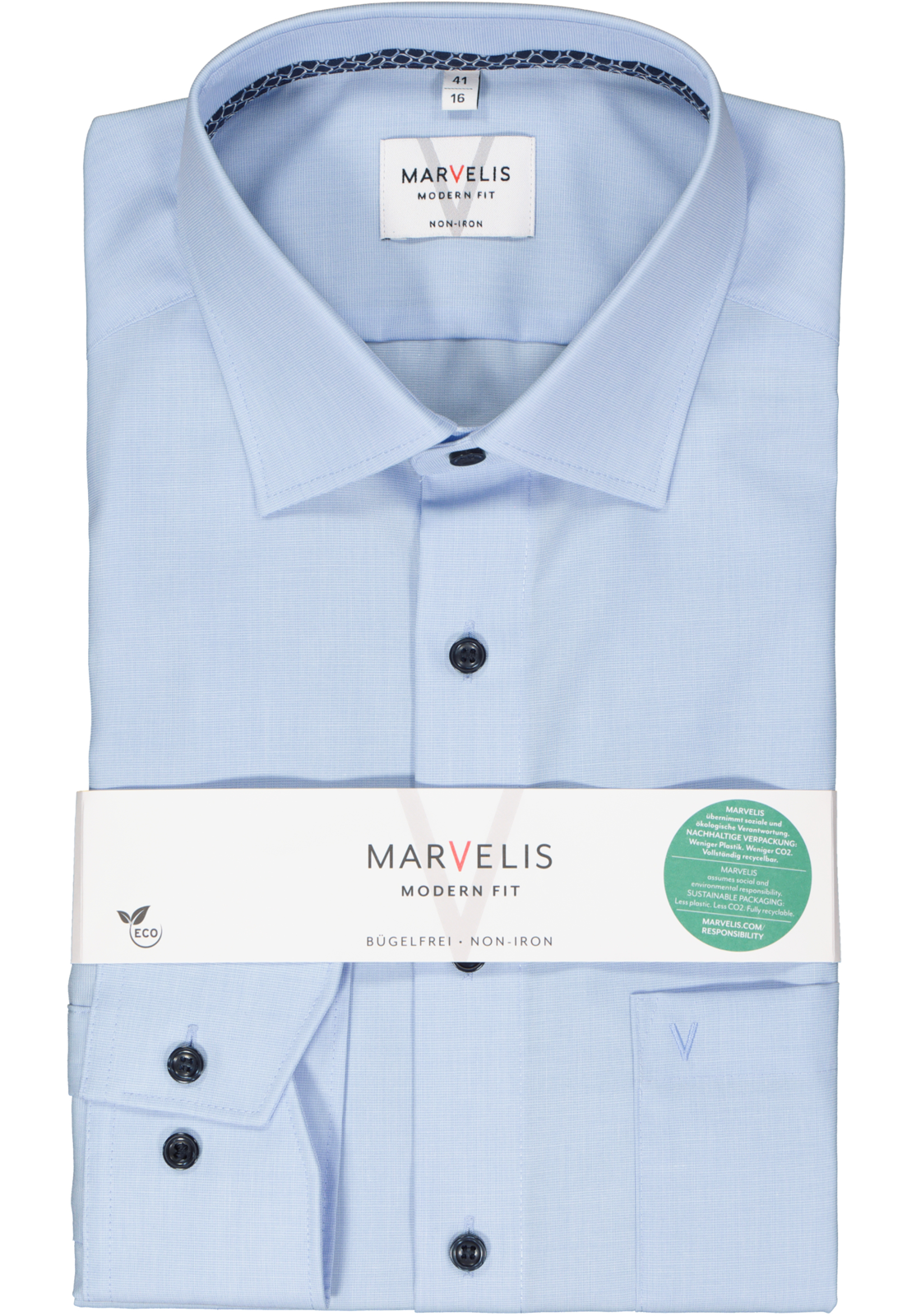 2-4062534790785_marvelis-overhemd_HR MARVELIS modern fit overhemd, structuur, lichtblauw