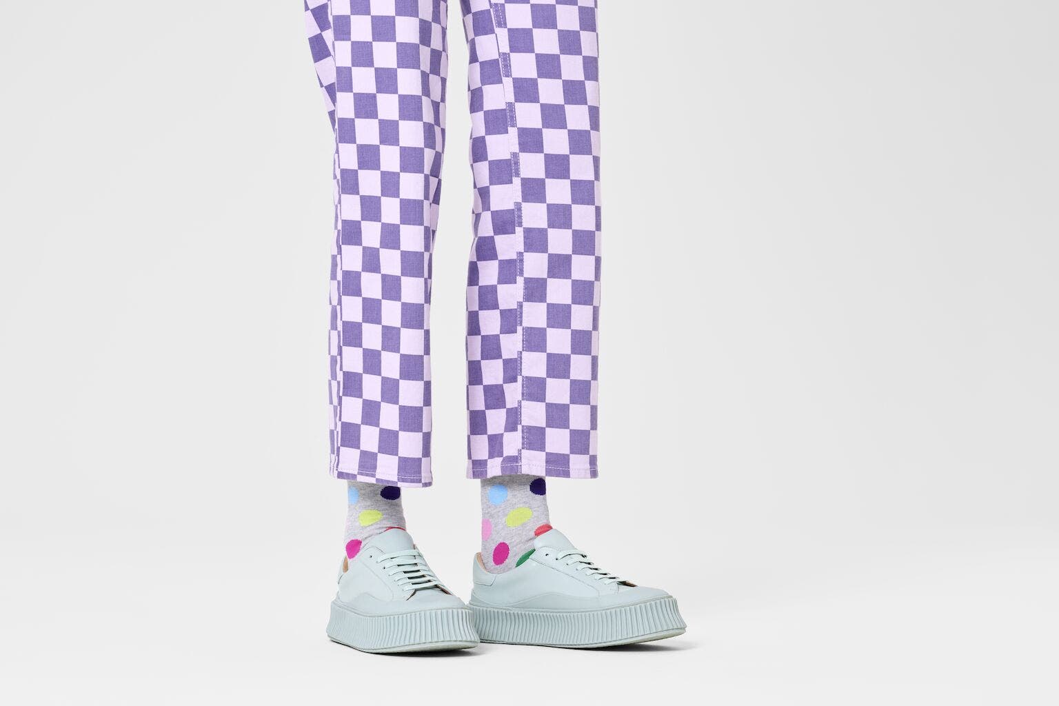 Happy Socks Big Dot Sock, unisex sokken, lichtgrijs
