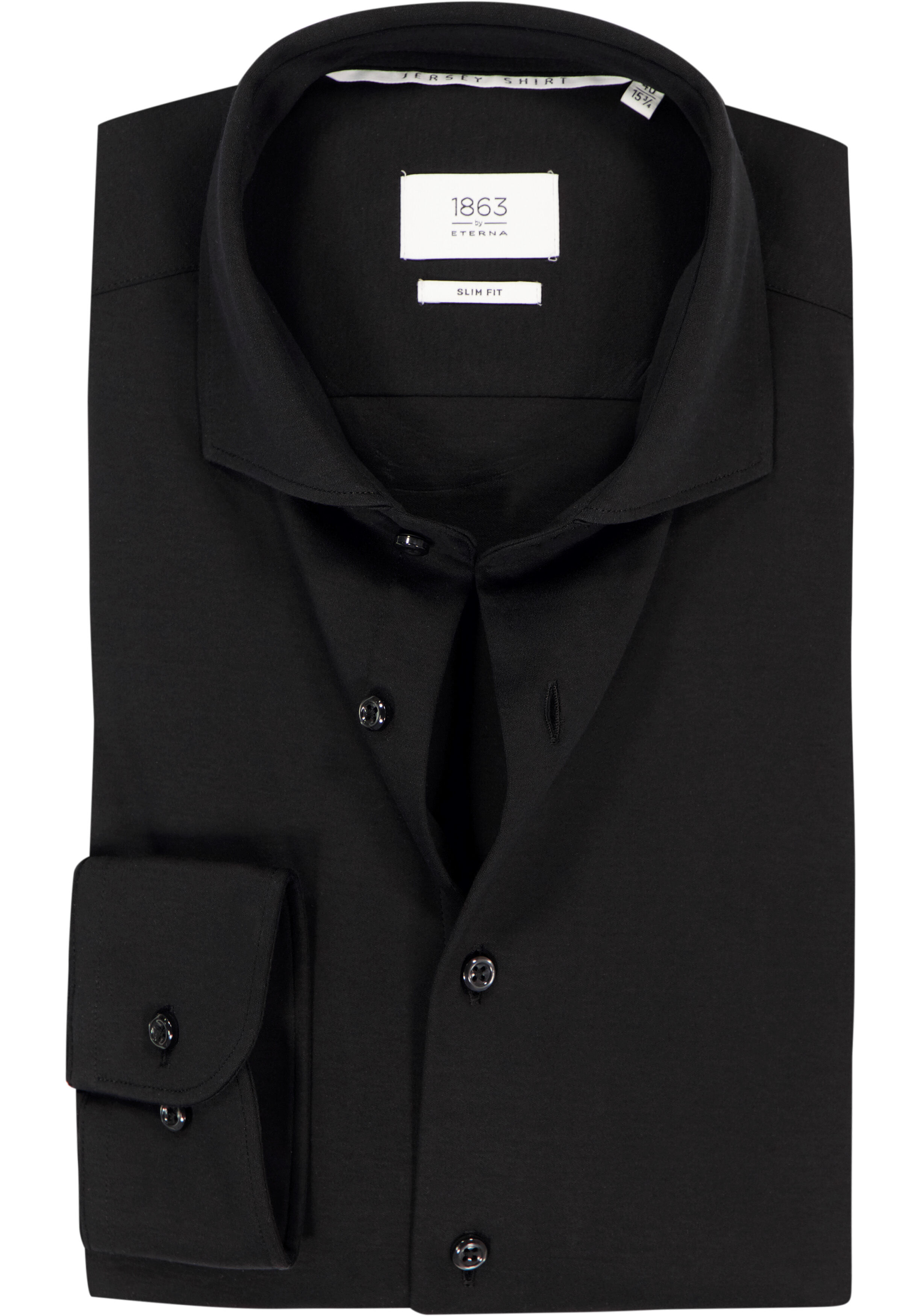 ETERNA 1863 slim fit casual Soft tailoring overhemd, jersey heren overhemd, zwart