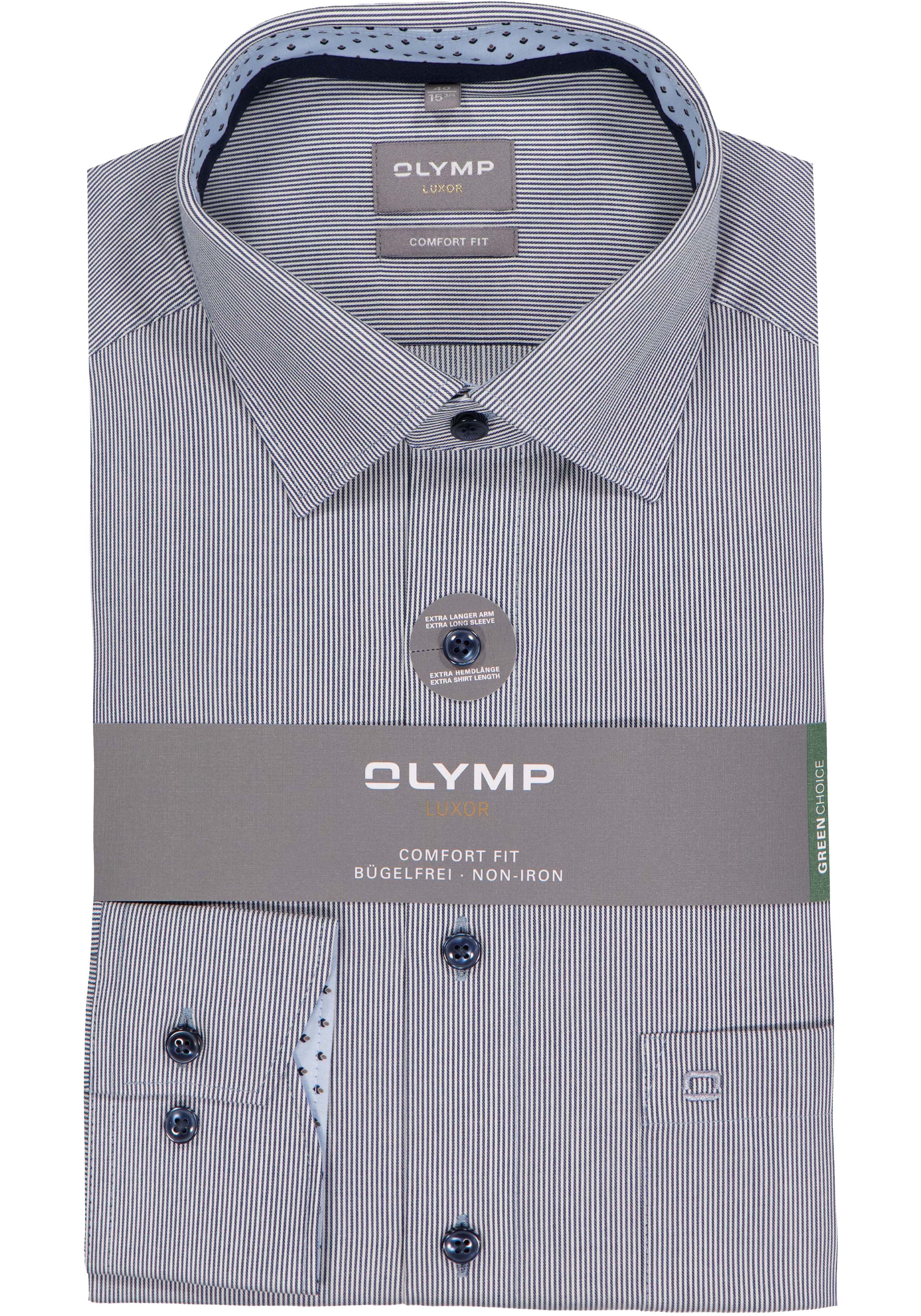 OLYMP Luxor comfort fit overhemd, mouwlengte 7, twill, marine blauw