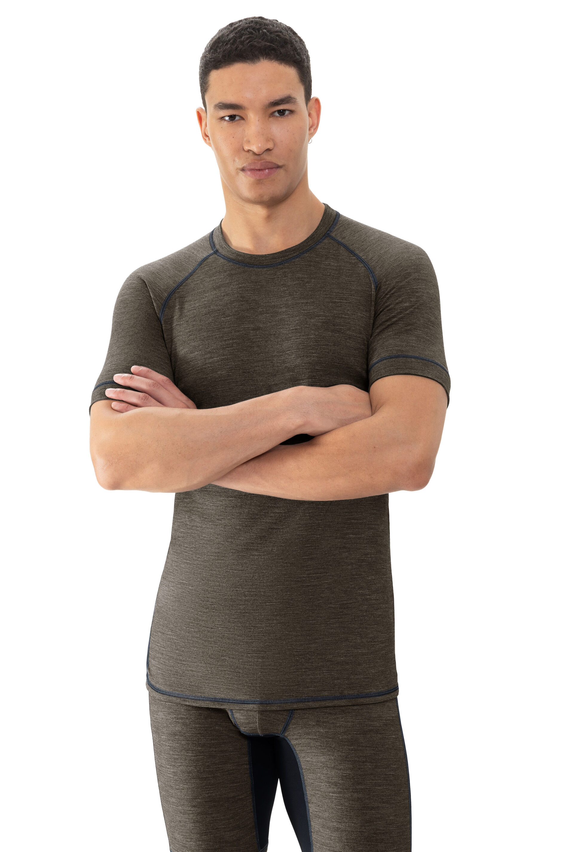 Mey heren T-shirt Prfrmnc+, thermo T-shirt korte mouw met O-hals gedempt olijfgroen