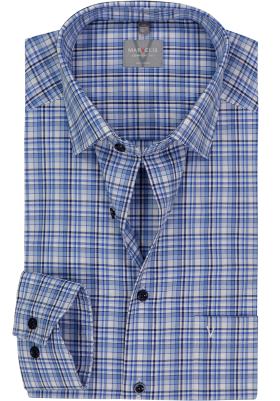 MARVELIS comfort fit overhemd, popeline, lichtblauw geruit MARVELIS comfort fit overhemd, popeline, lichtblauw geruit