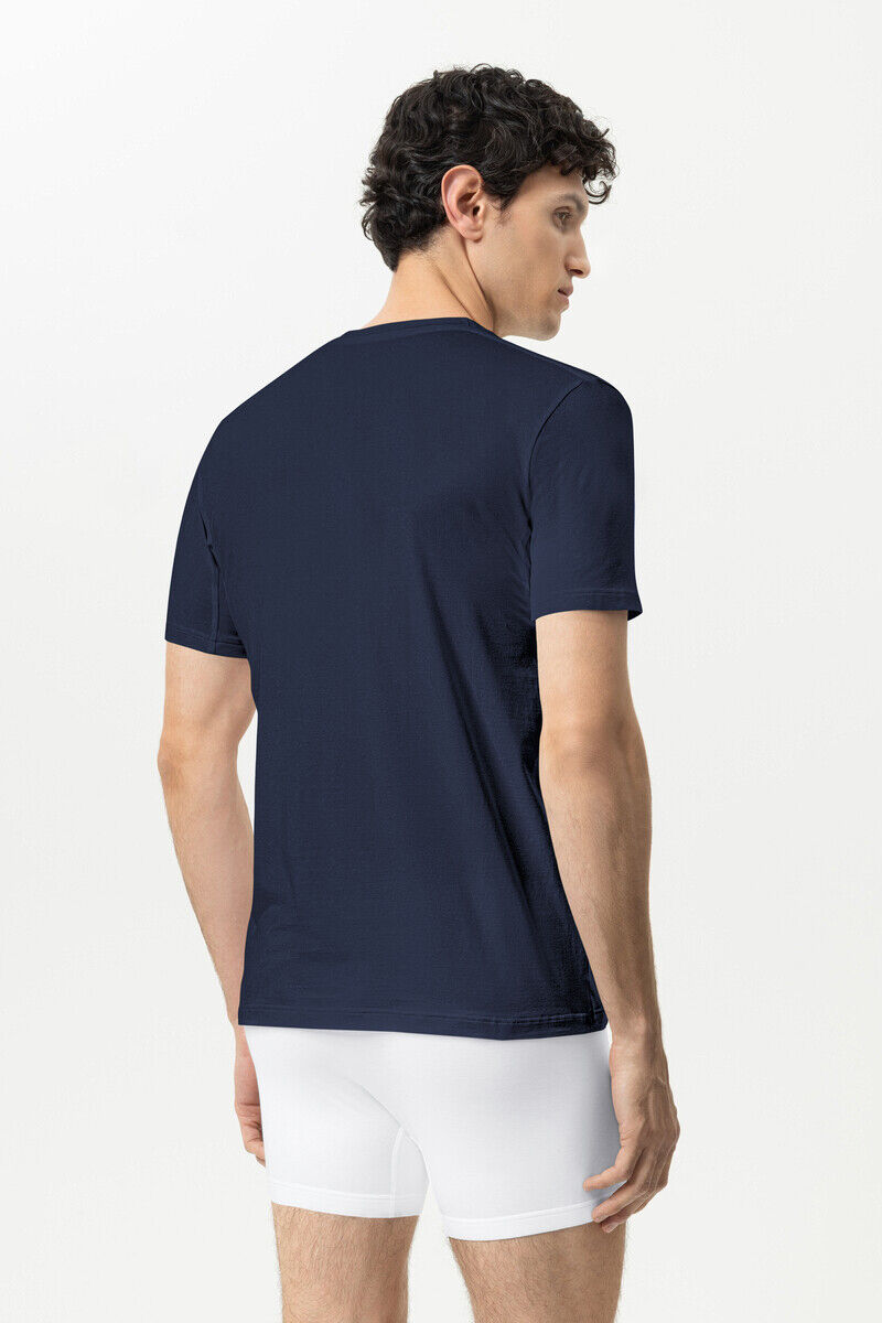 Mey heren T-shirt Business Class Premium, T-shirt korte mouw met O-hals, donkerblauw