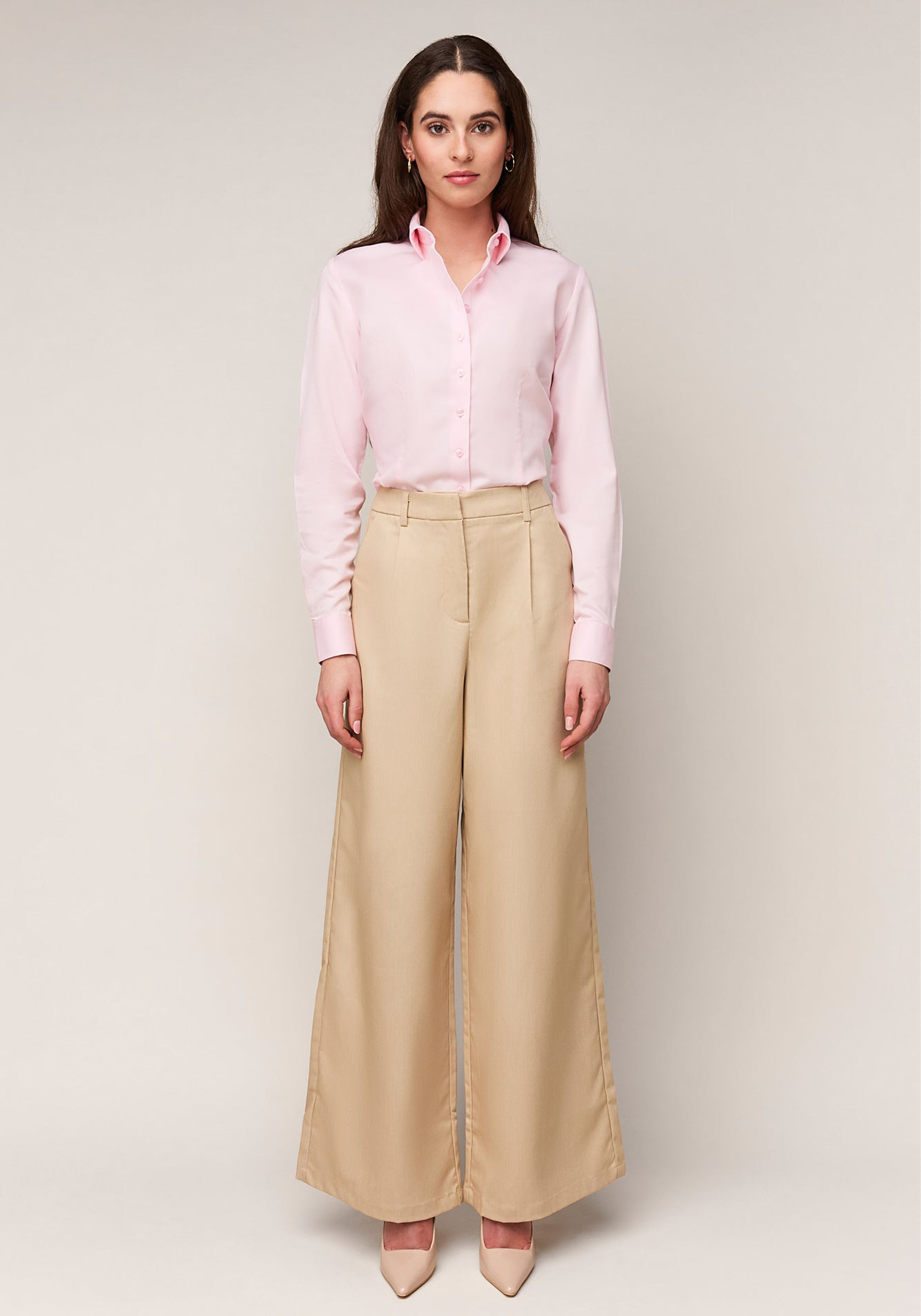 Vander Amsterdam damesblouse slim fit enkele manchet, twill, roze
