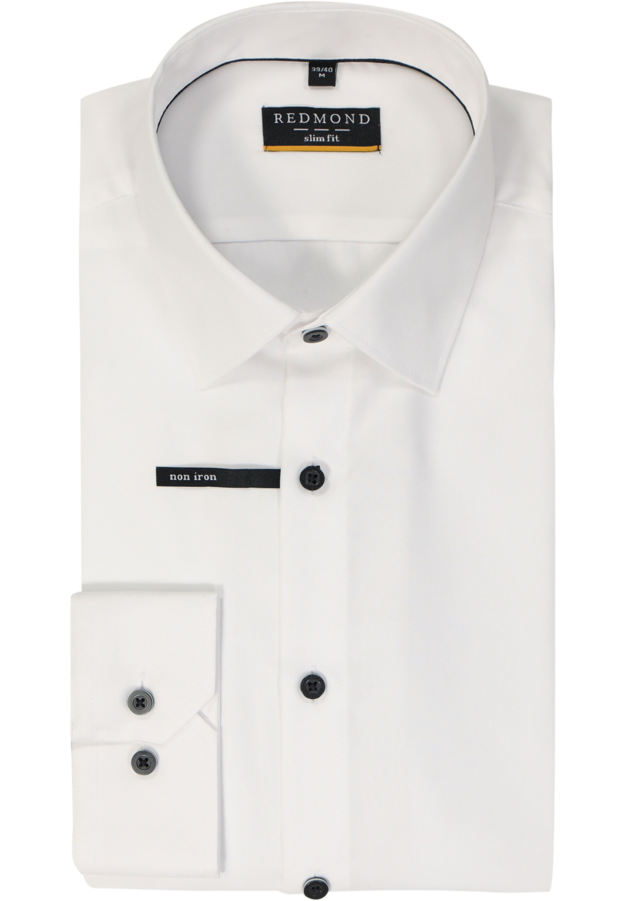 Redmond slim fit overhemd, popeline, wit
