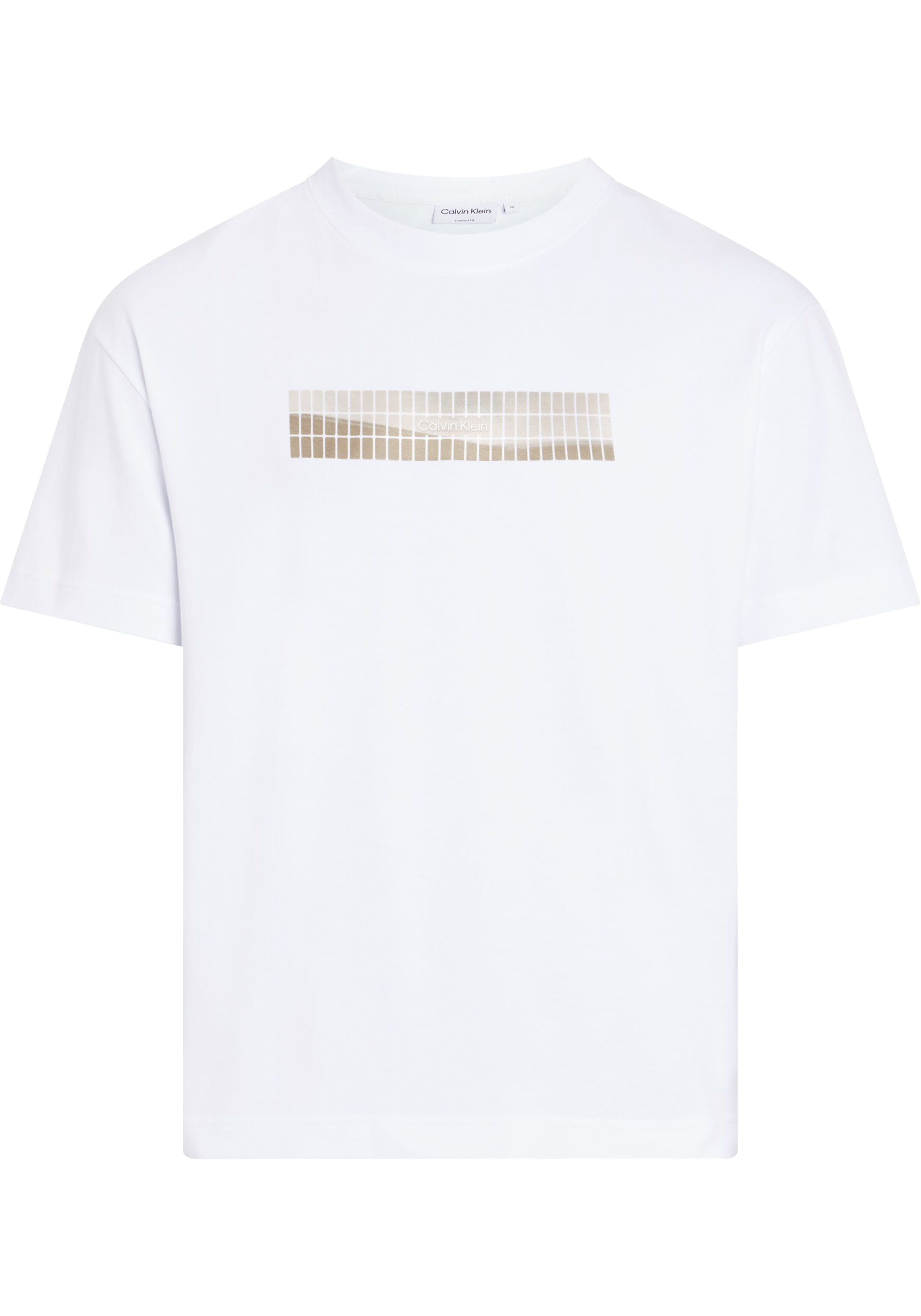 Calvin Klein Grid Graphic T-shirt, heren T-shirt korte mouw O-hals, wit dessin