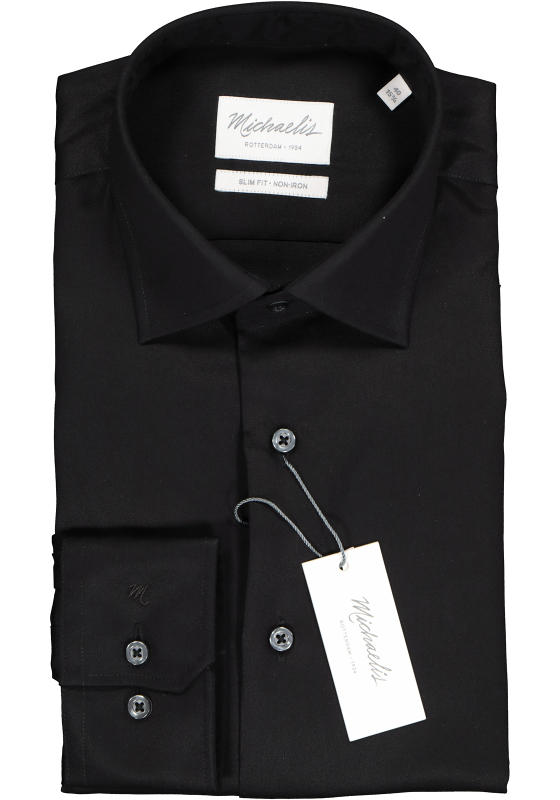 2-8717996682197_michaelis_overhemd__HR Michaelis slim fit overhemd, twill, zwart