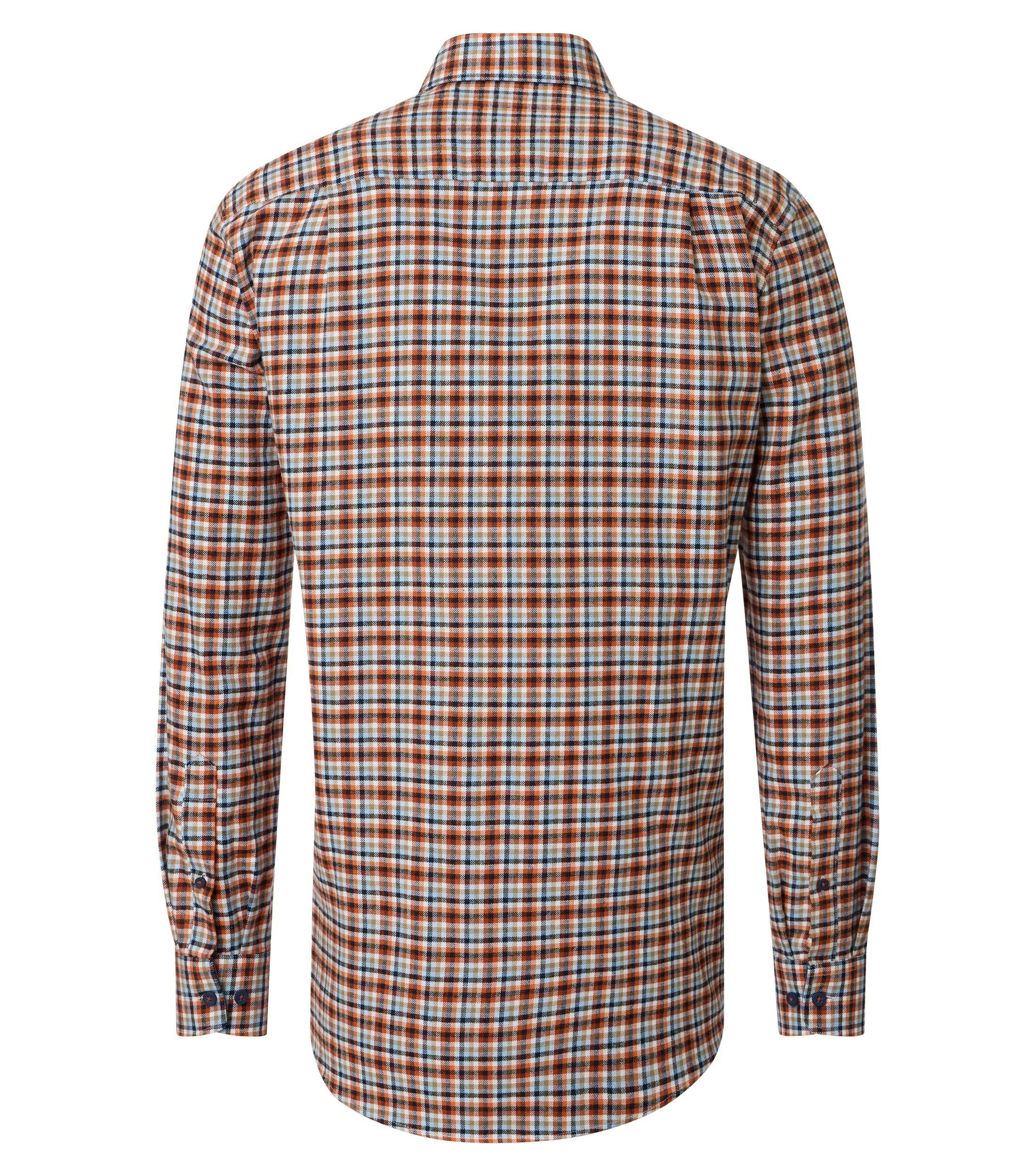 Redmond comfort fit overhemd, flanel, oranje geruit