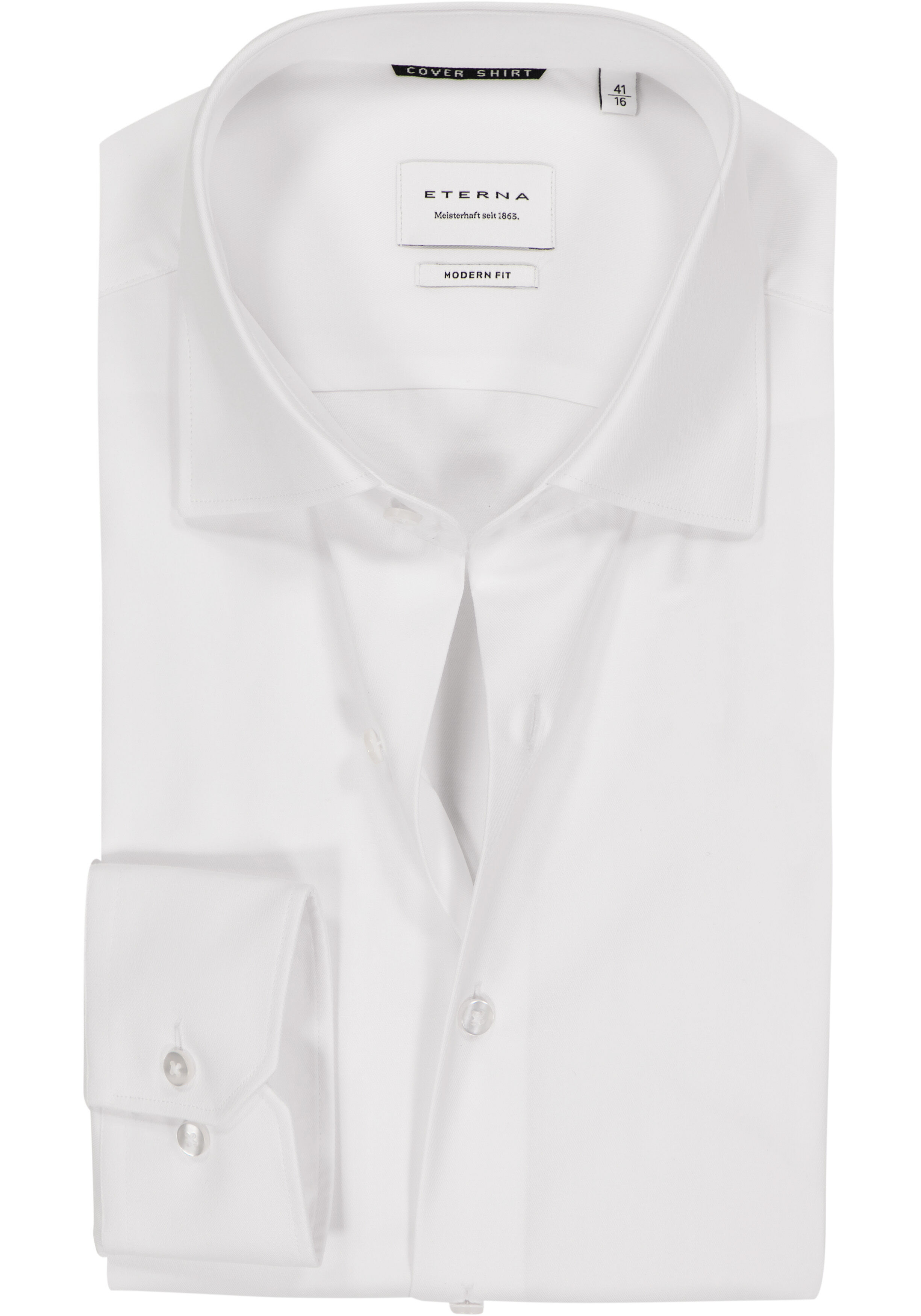 ETERNA modern fit overhemd, mouwlengte 7, niet doorschijnend twill heren overhemd, wit