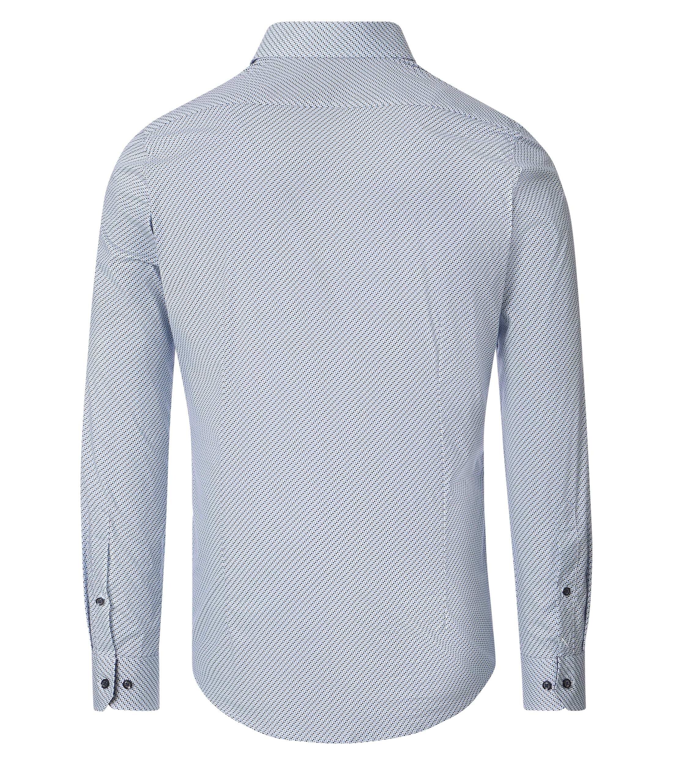 VENTI body fit overhemd, popeline, wit met blauw dessin