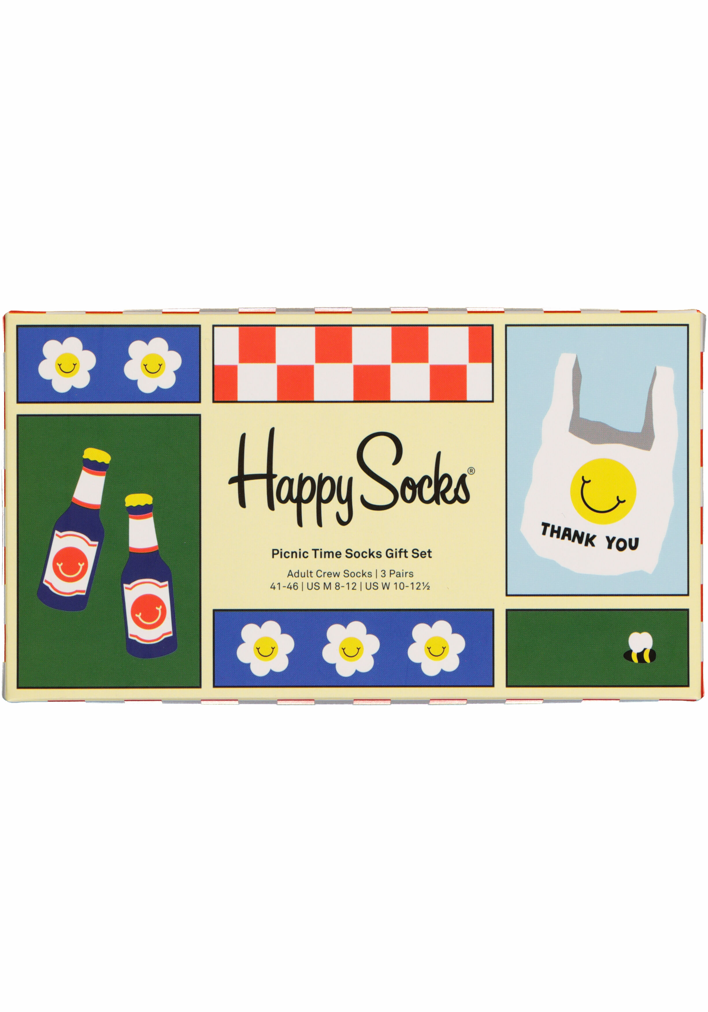 Happy Socks Picnic Time Socks Gift Set (3-pack), unisex sokken in cadeauverpakking
