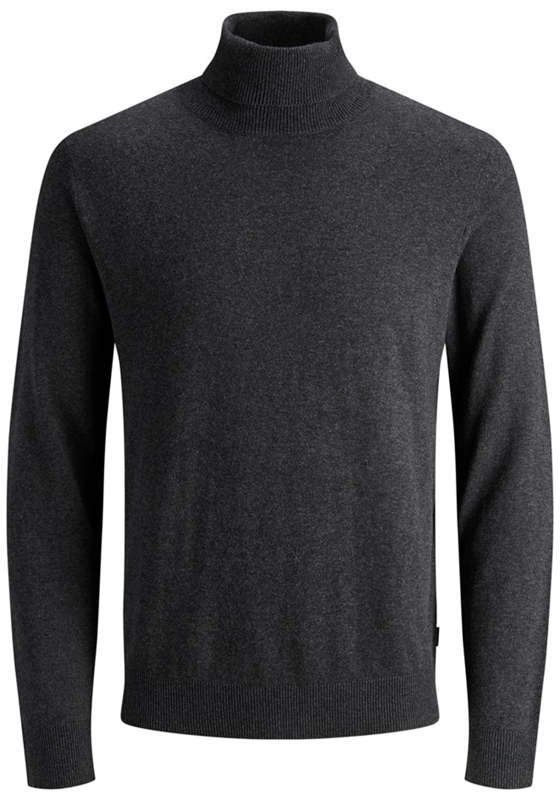 JACK & JONES slim fit coltrui katoen, antraciet grijs melange JACK & JONES slim fit coltrui katoen, antraciet grijs melange
