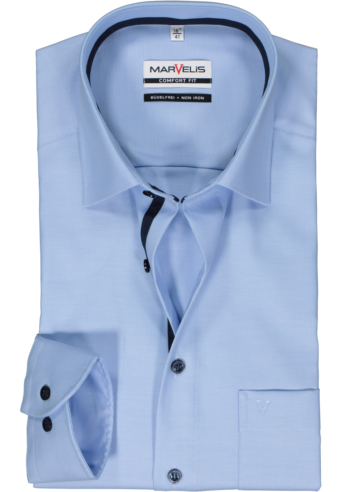 1-4062534725466_marvelis-overhemd_HR MARVELIS comfort fit overhemd, twill, lichtblauw