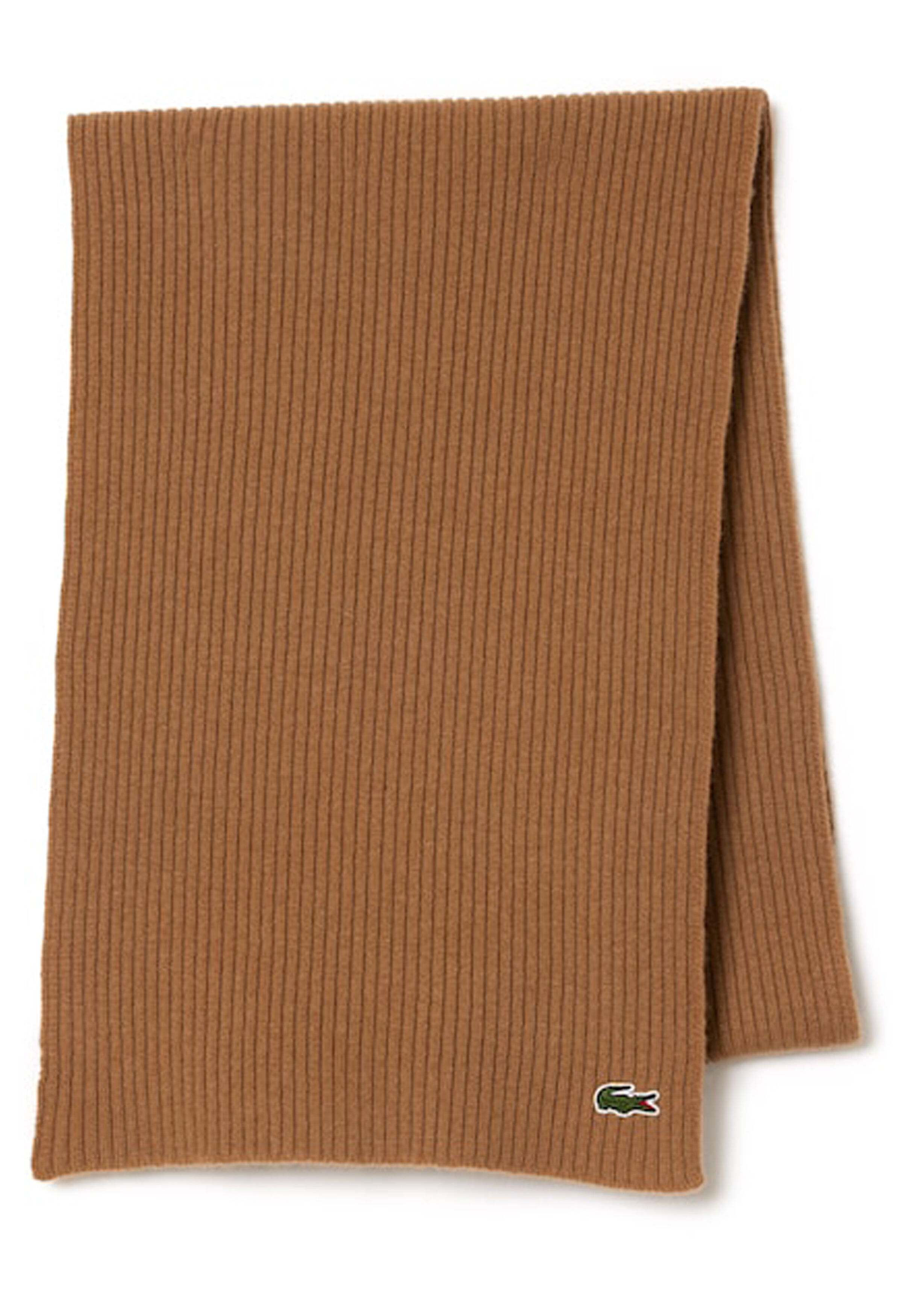 Lacoste sjaal wol, unisex gebreide sjaal, beige