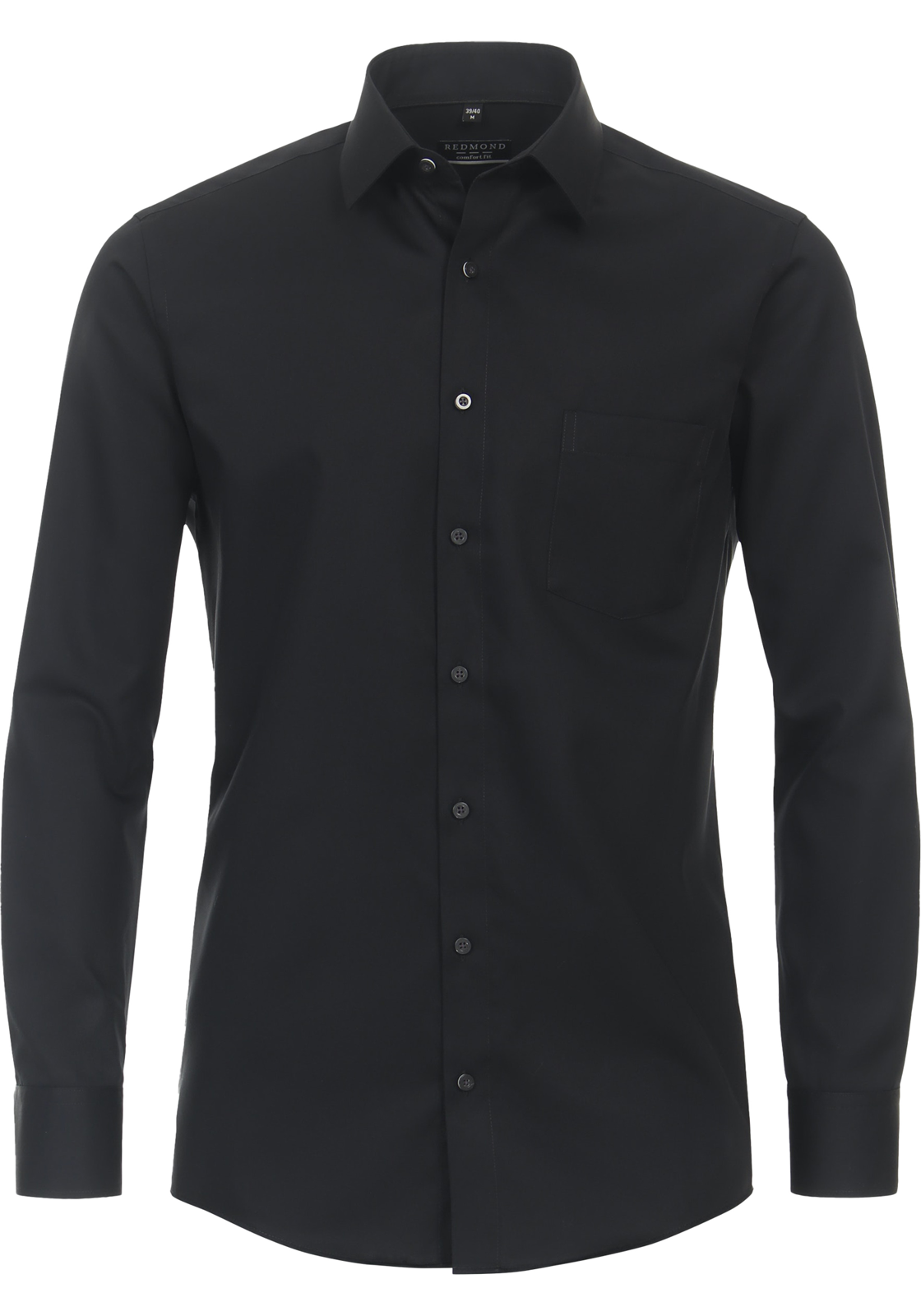 Redmond comfort fit overhemd, popeline, zwart Redmond comfort fit overhemd, popeline, zwart