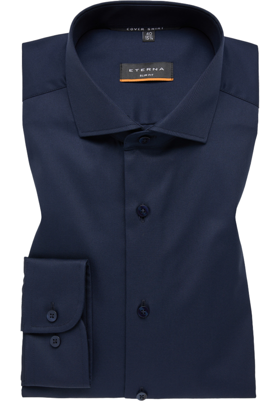 ETERNA slim fit overhemd, twill, donkerblauw ETERNA slim fit overhemd, twill, donkerblauw