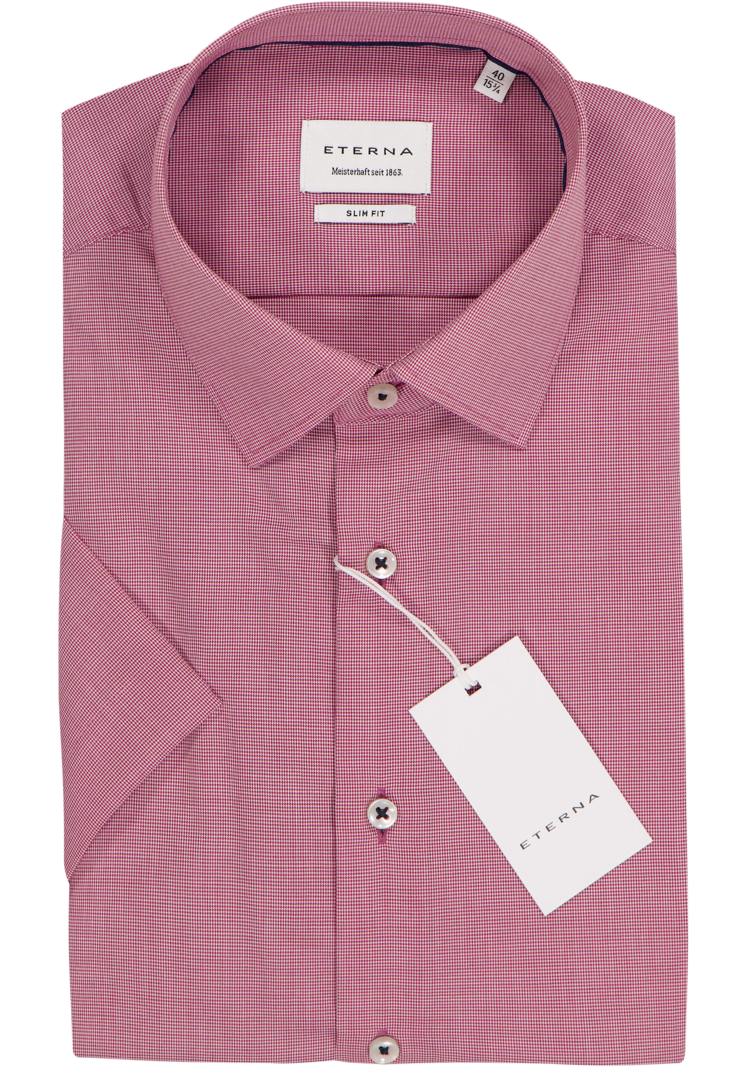 ETERNA slim fit overhemd korte mouw, structuur, rood