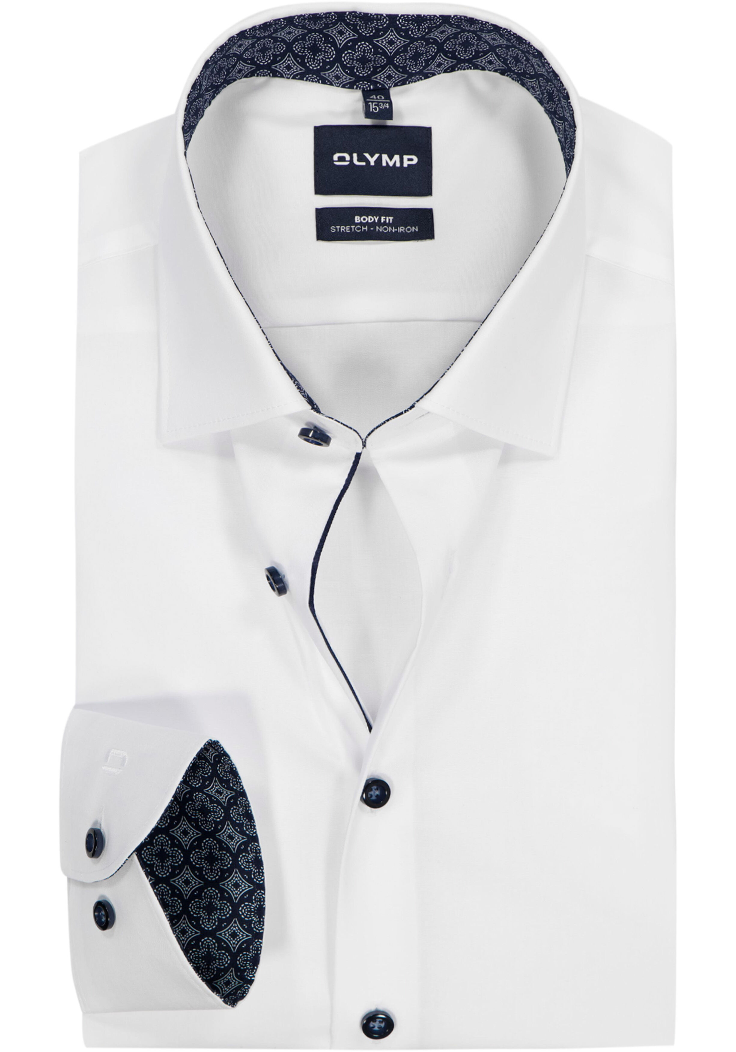 OLYMP Level 5 body fit overhemd, popeline, blauw