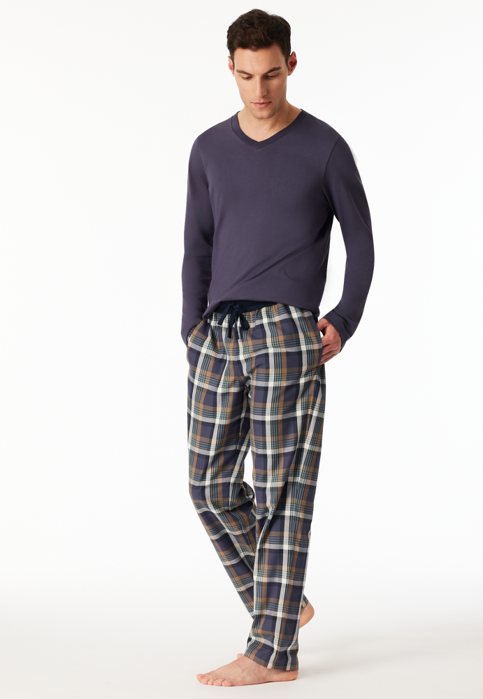 SCHIESSER Mix + Relax Pantalon, heren loungebroek, grafiet geruit