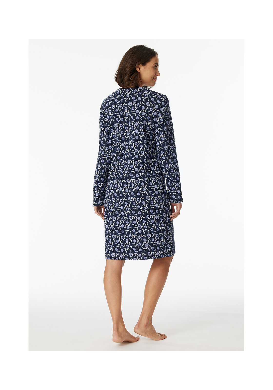 image_4_180120-804_1_1280x1280 SCHIESSER Comfort Nightwear nachthemd, dames nachthemd lange mouwen biologisch katoen knoopsluiting bloemenprint nachtblauw