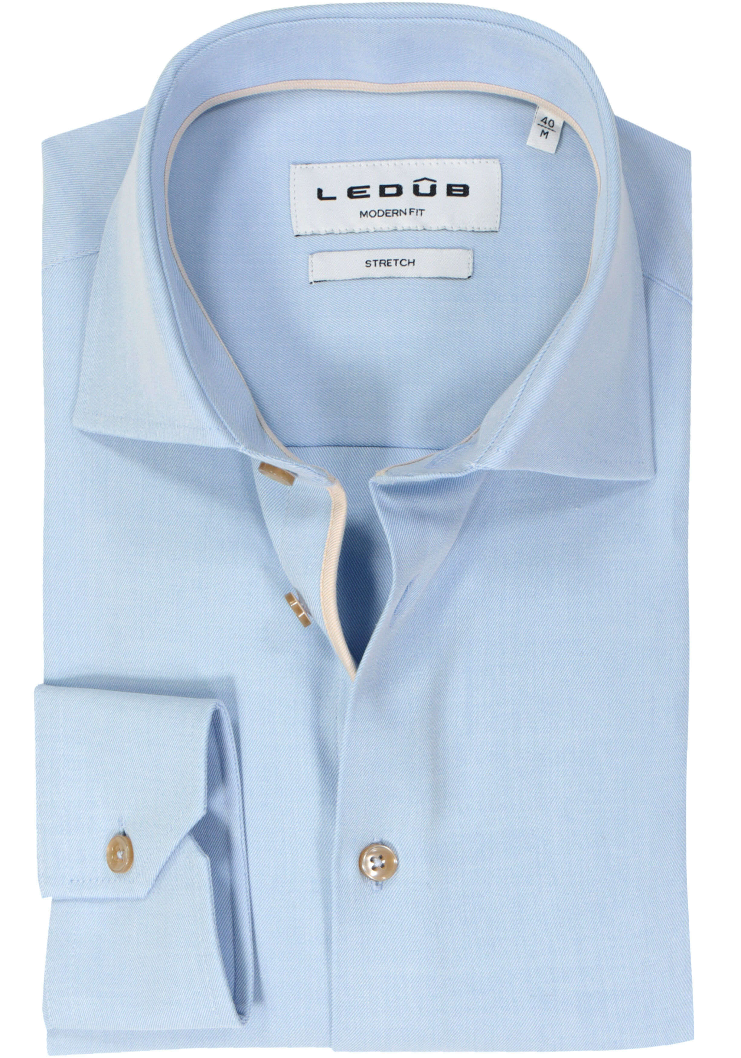 Ledub modern fit overhemd, popeline, lichtblauw