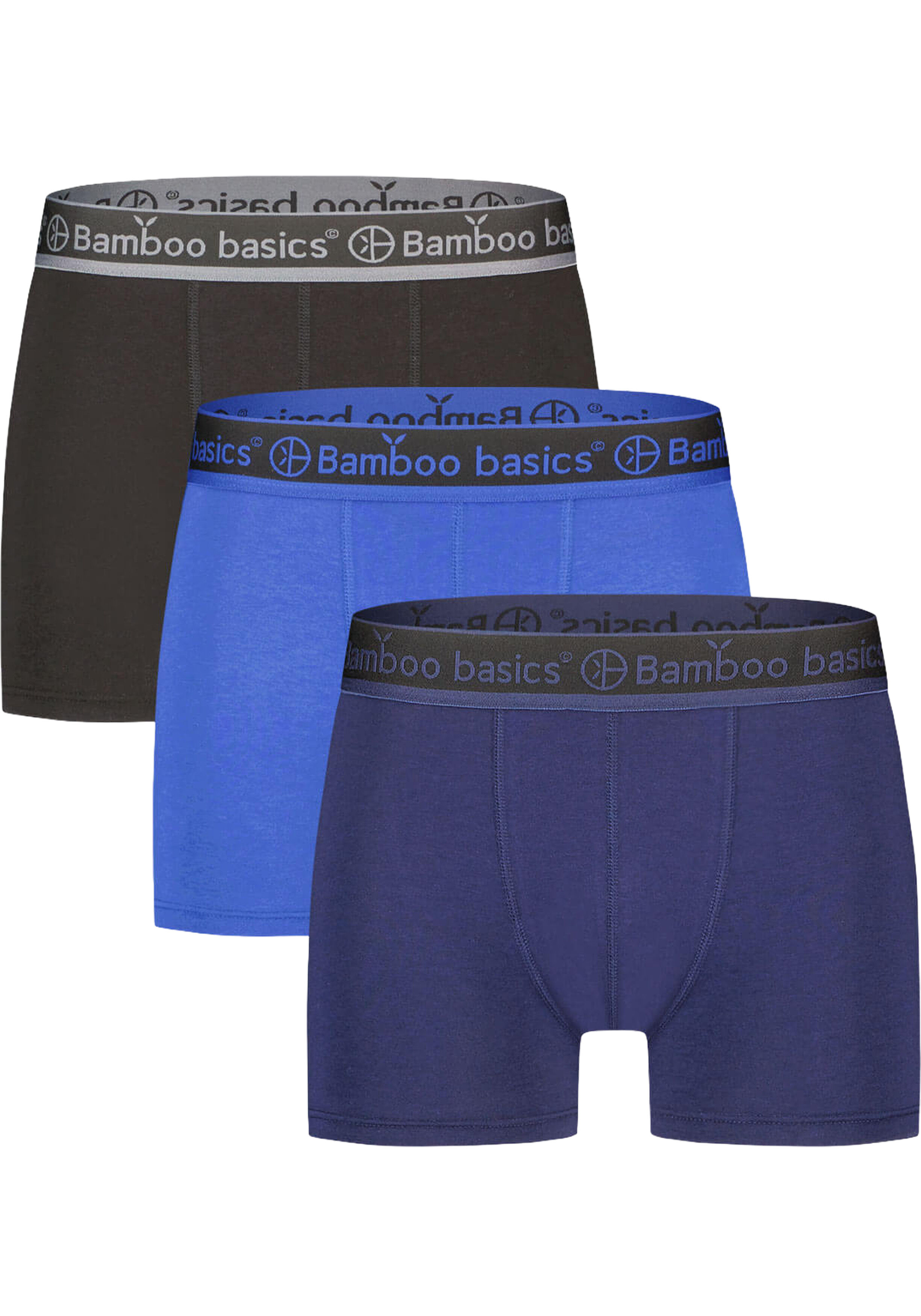 Bamboo Basics Liam trunk boxershorts (3-pack), heren korte boxershort, zwart, blauw, donkerblauw