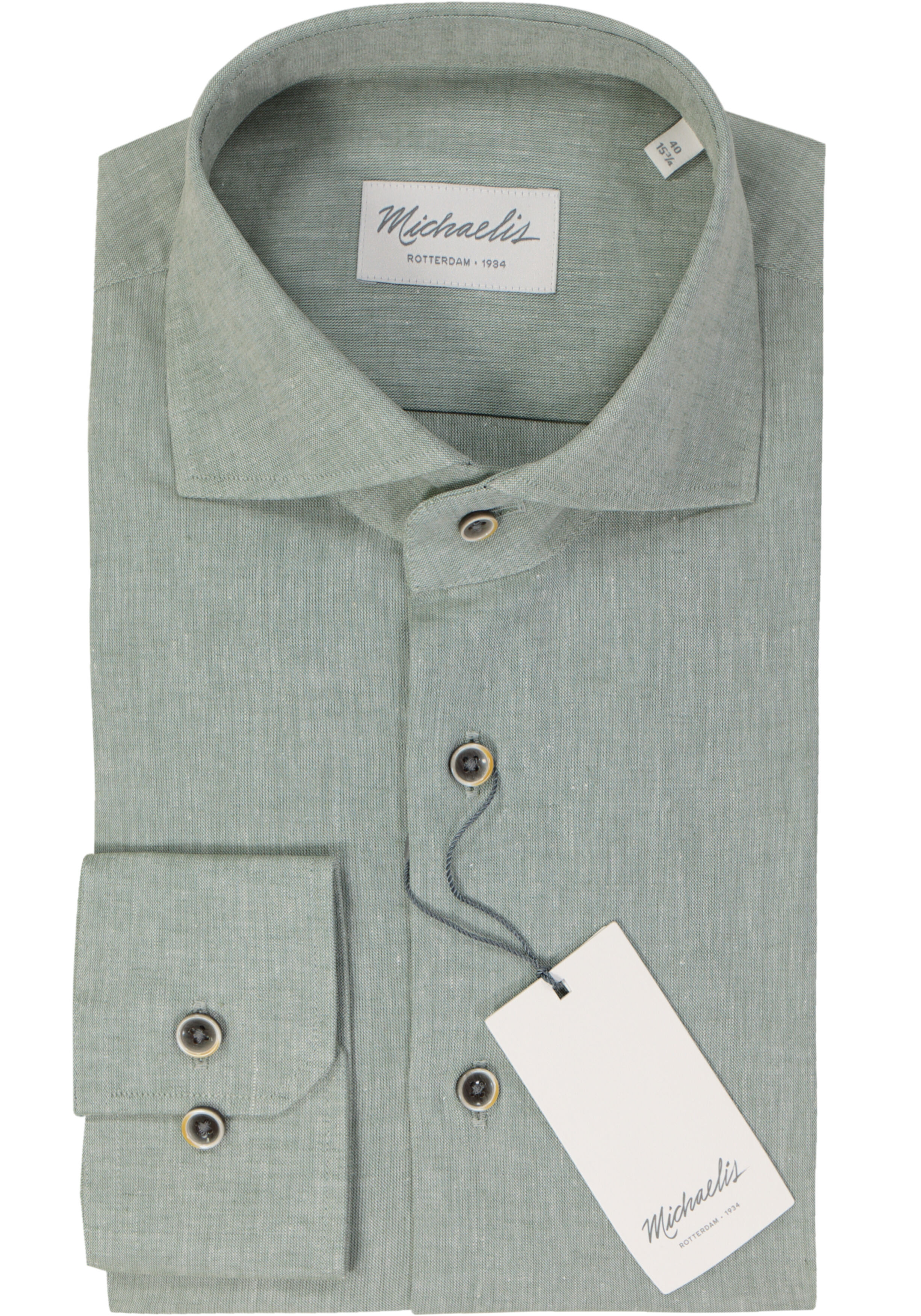 Michaelis slim fit heren overhemd, popeline, groen