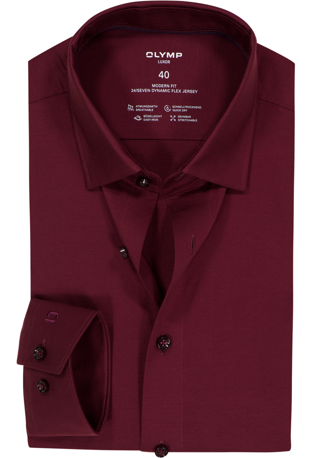 OLYMP 24/7 Luxor modern fit overhemd, tricot, donker rood OLYMP 24/7 Luxor modern fit overhemd, tricot, donker rood