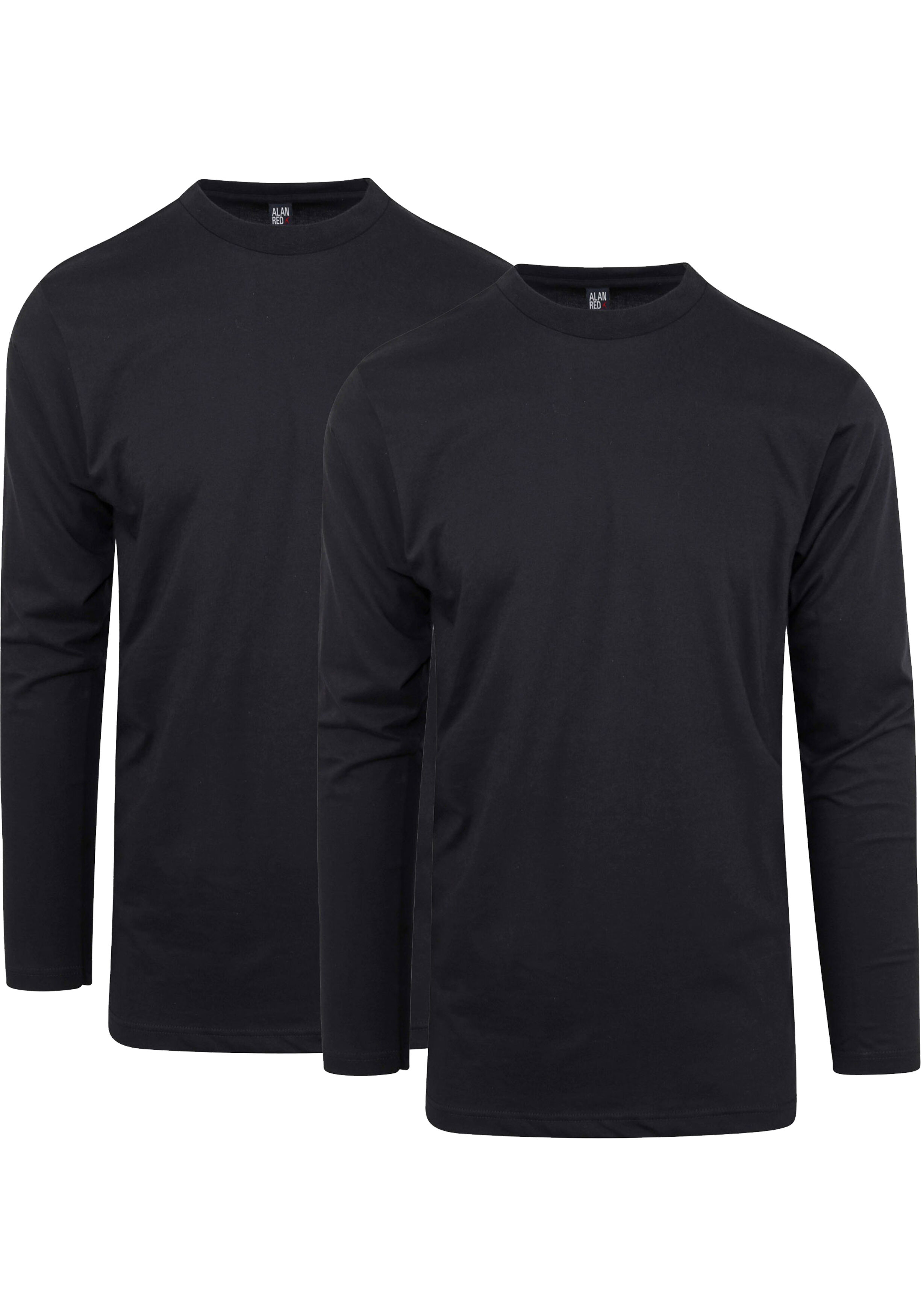 ALAN RED T-shirts VIRGINIA SLEEVE (2-pack), O-hals lange mouw, zwart