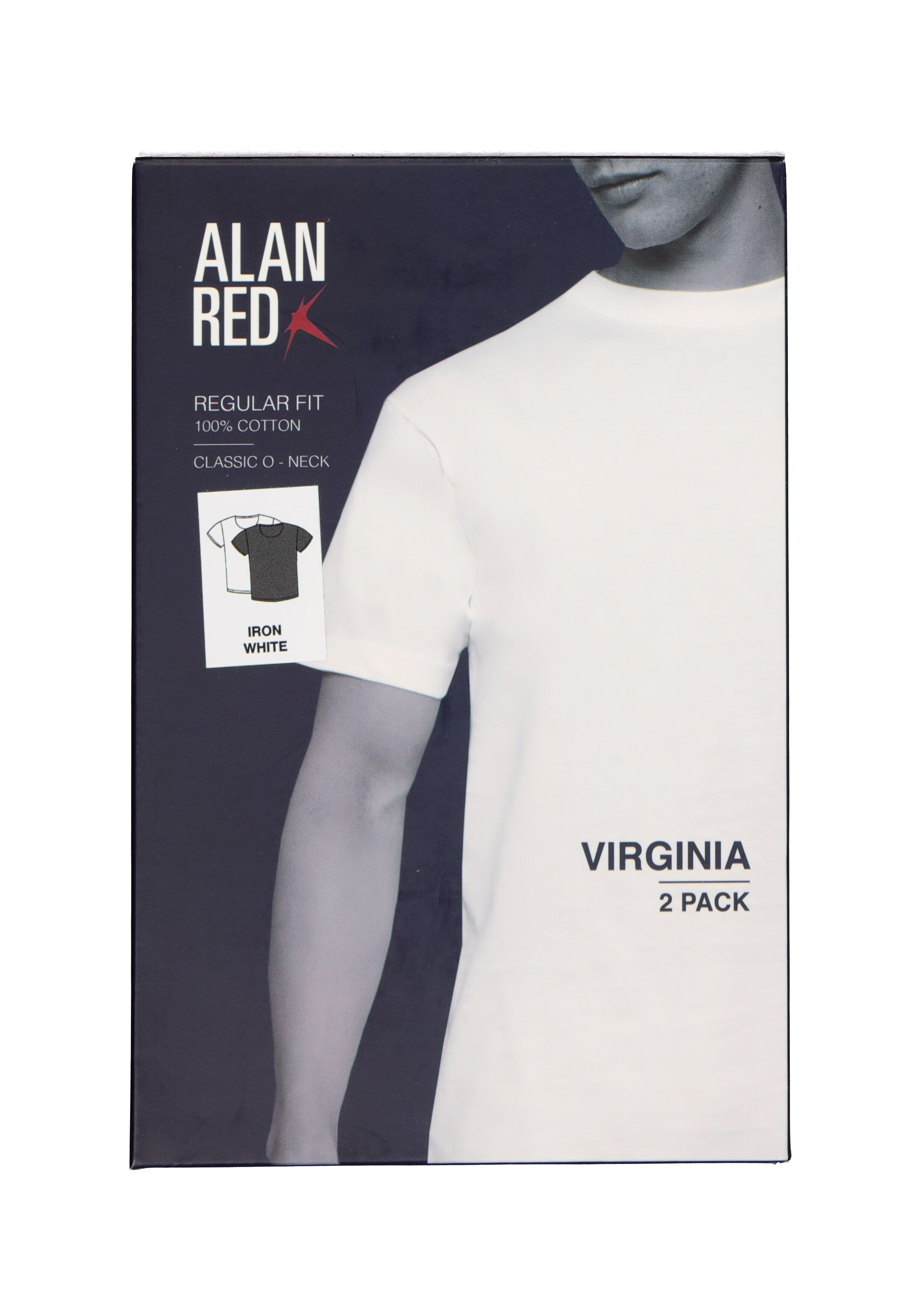 ALAN RED T-shirts Virginia (2-pack), O-hals, wit en antraciet grijs