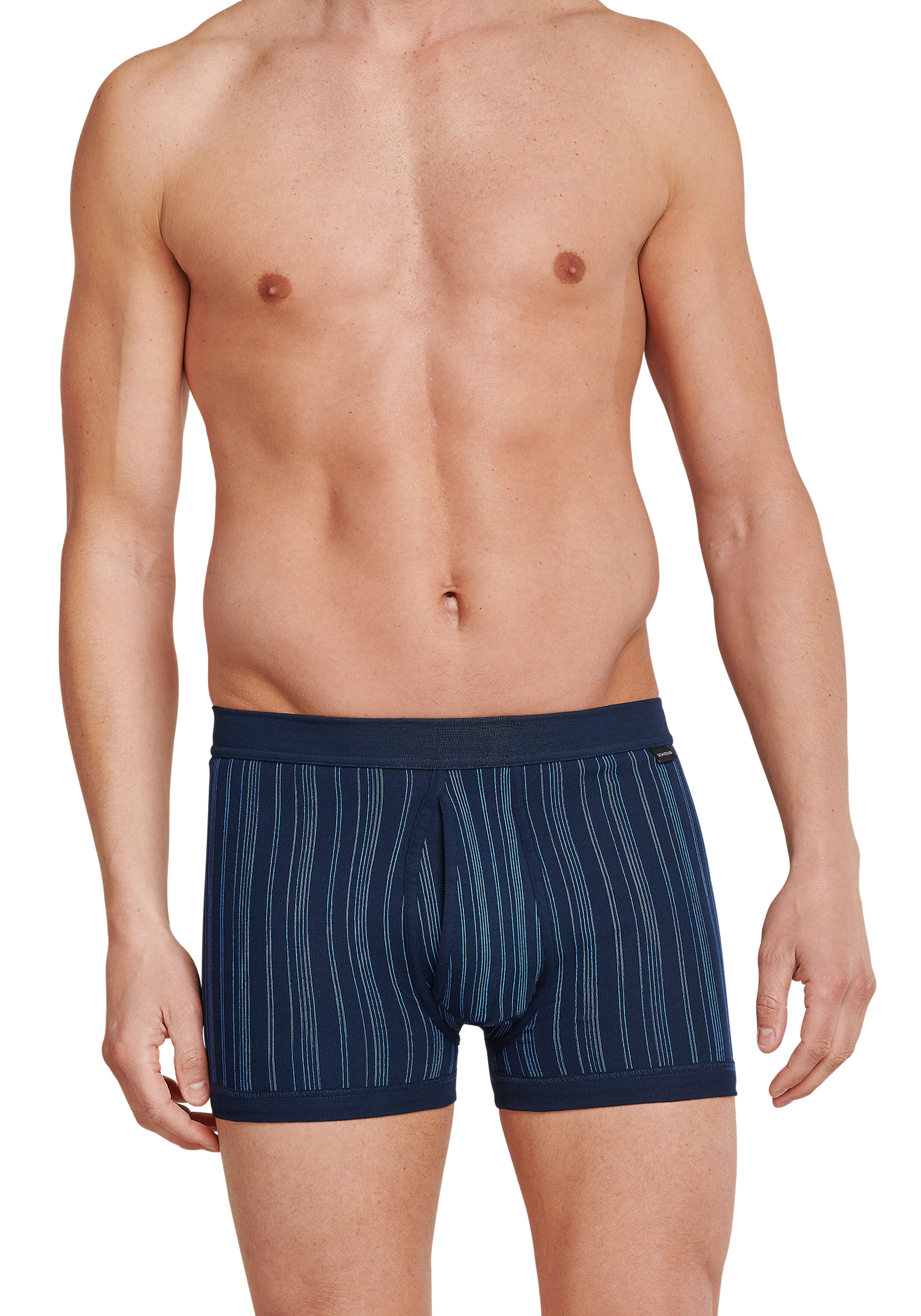 SCHIESSER Original Classics shorts (2-pack), Feinripp met gulp, blauw gestreept           