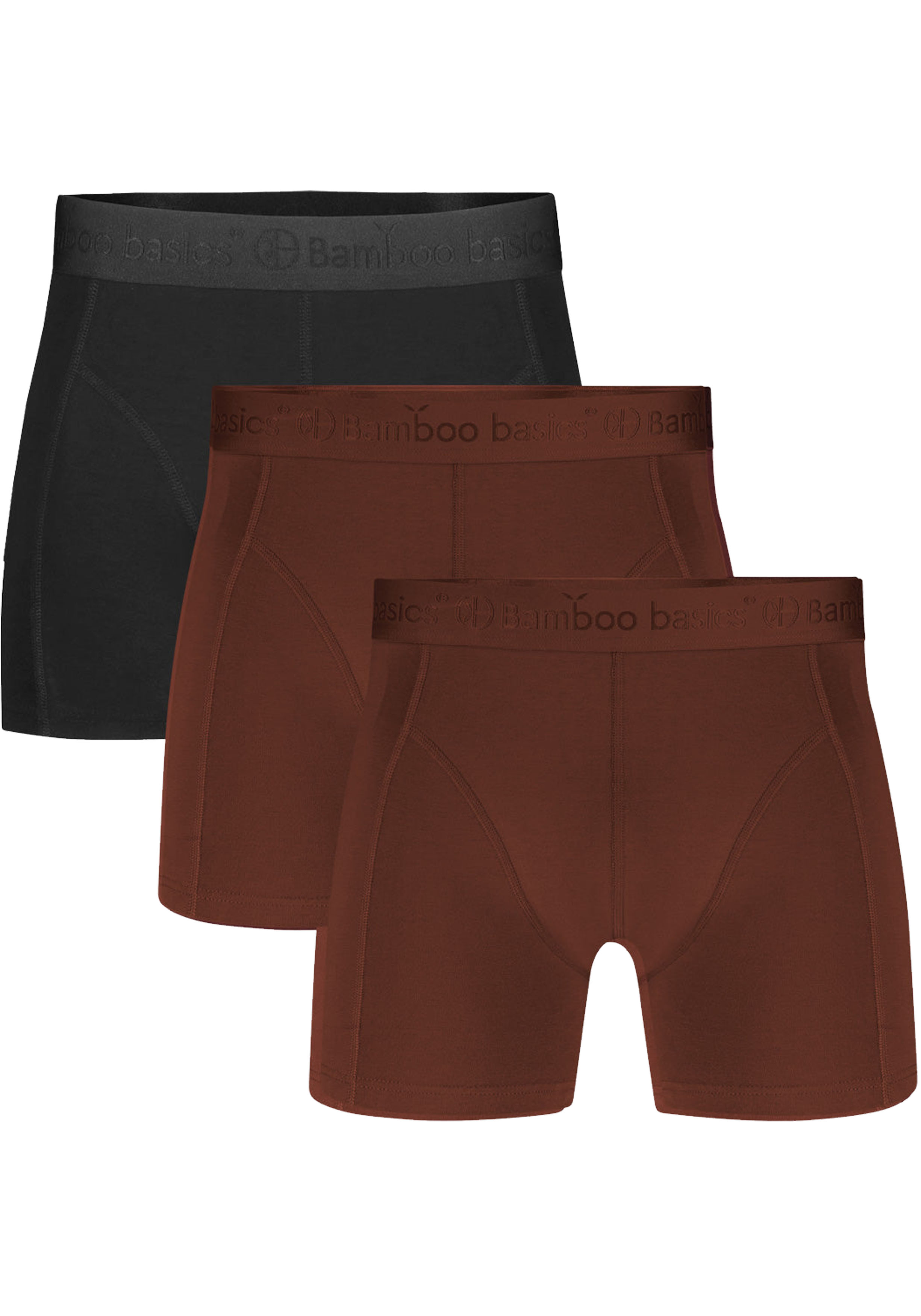 Bamboo Basics Rico boxershorts (3-pack), heren boxershort, 2x chocoladebruin, 1x zwart