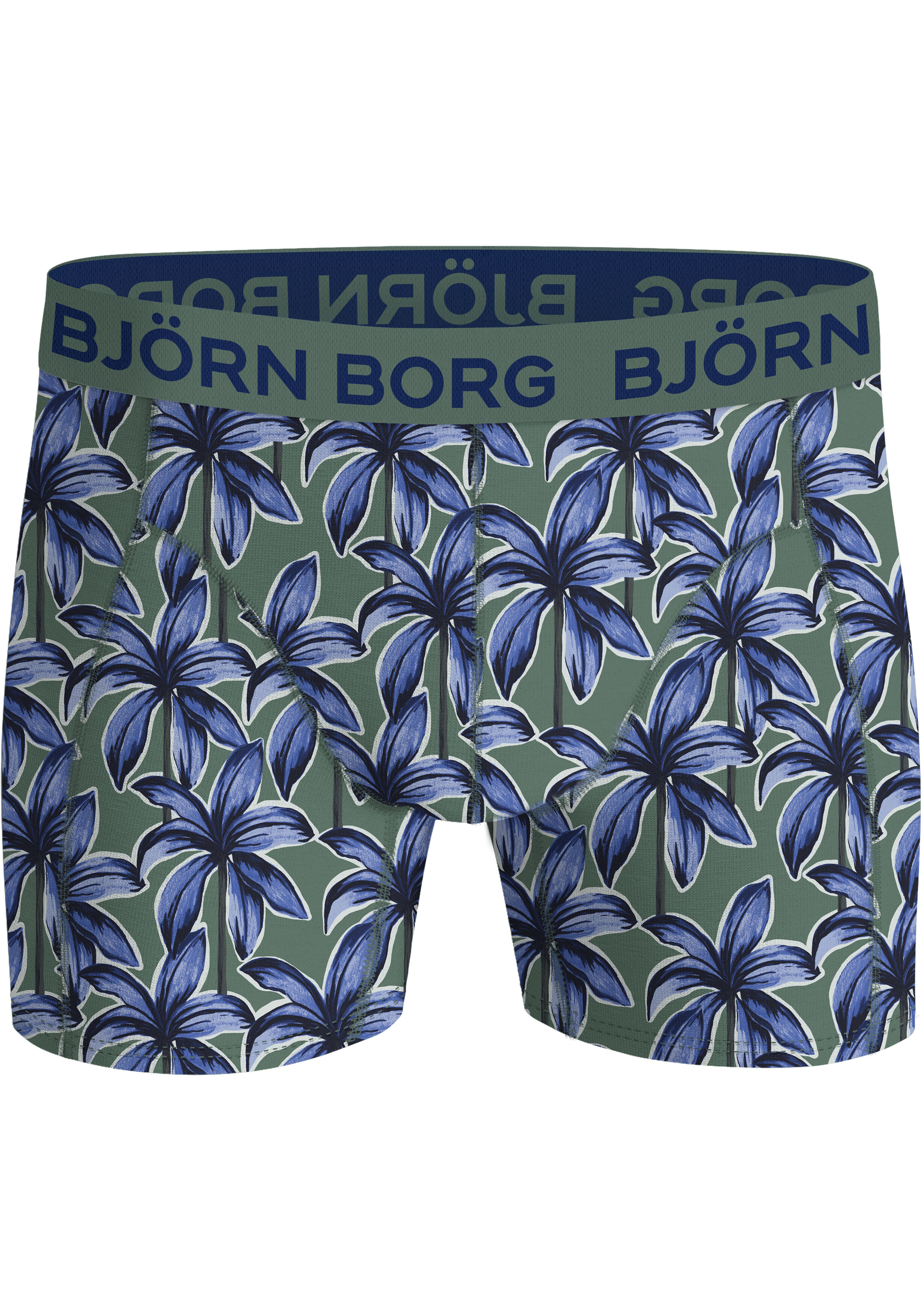 Bjorn Borg Cotton Stretch boxers, heren boxers normale lengte (3-pack), groen, print, blauw