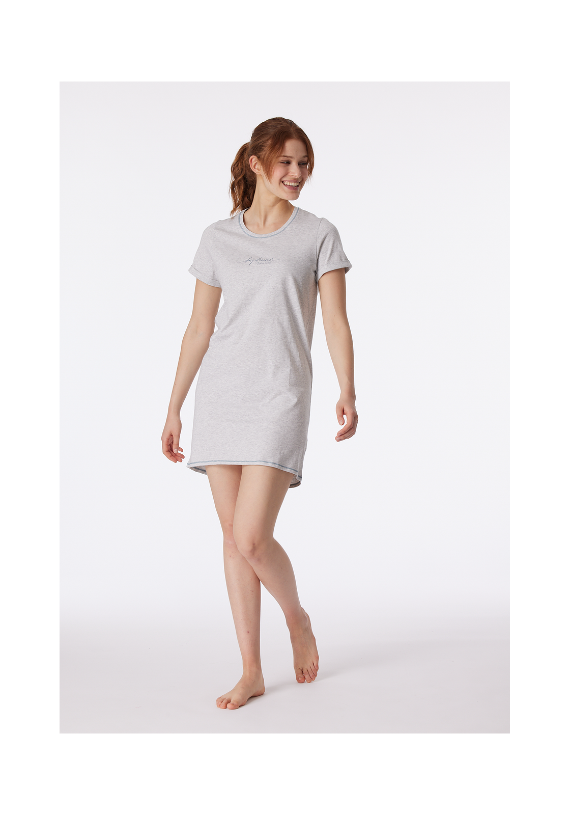 image_8_181252-202_5_1280x1280 SCHIESSER Casual Essentials nachtkleding dames, dames slaaphemd korte mouw print grijs-melange