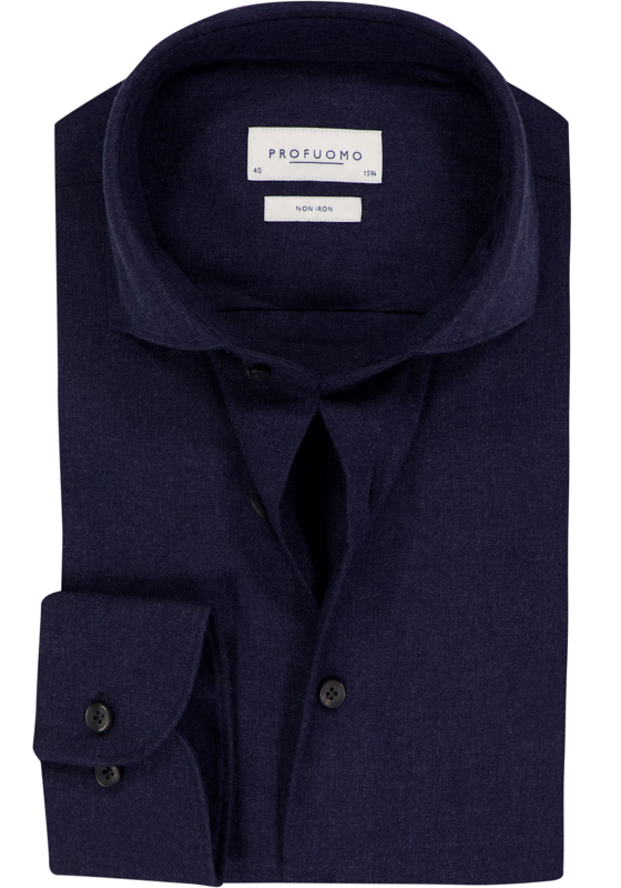 Profuomo slim fit heren overhemd, twill, donkerblauw Profuomo slim fit heren overhemd, twill, donkerblauw