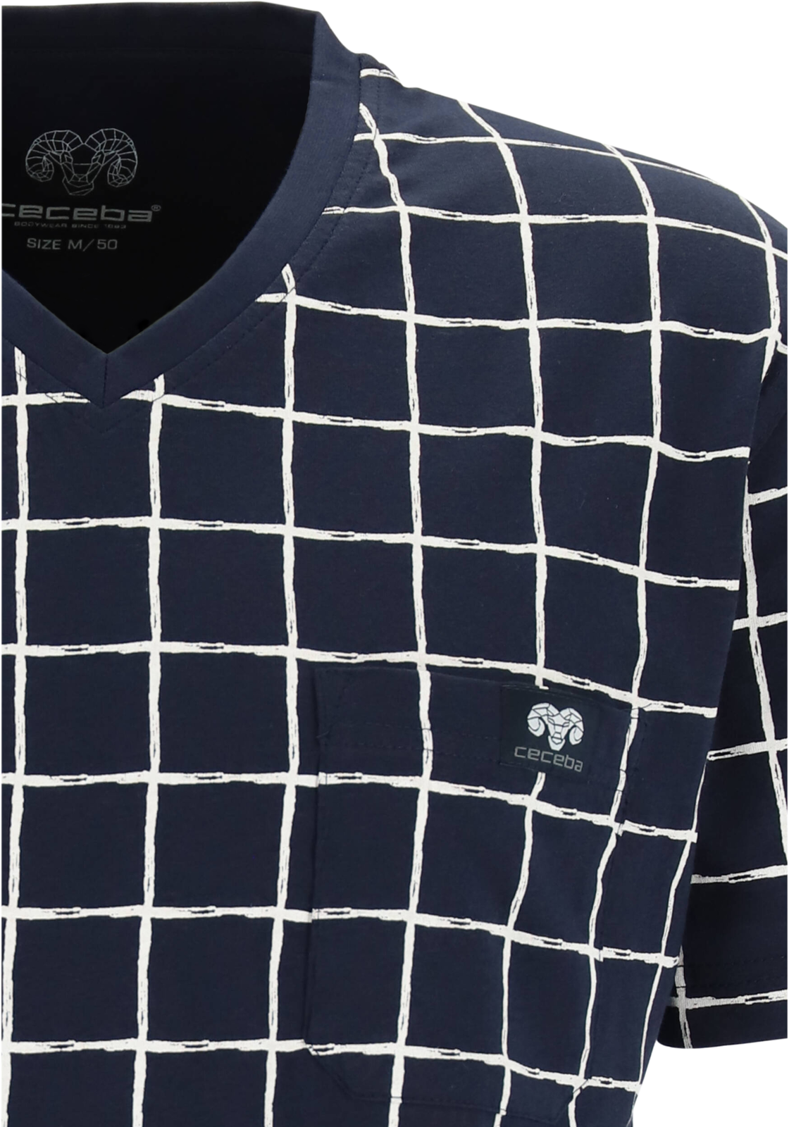 7-4059995137549-ceceba-PJ_ceceba_blauw_30948635_detail_HR Ceceba heren shortama, donkerblauw met wit geruit