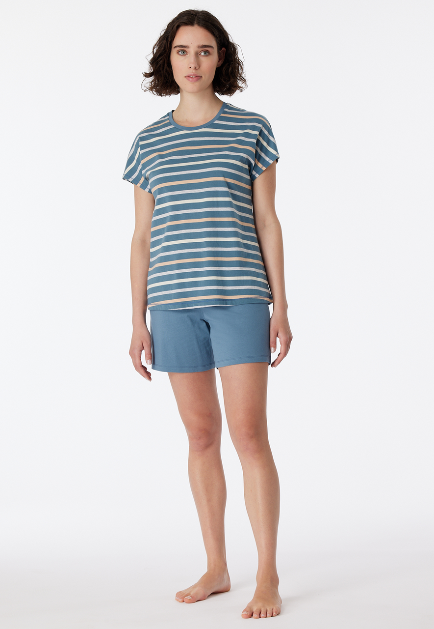 SCHIESSER Casual Essentials shortamaset, dames shortama blauw-grijs