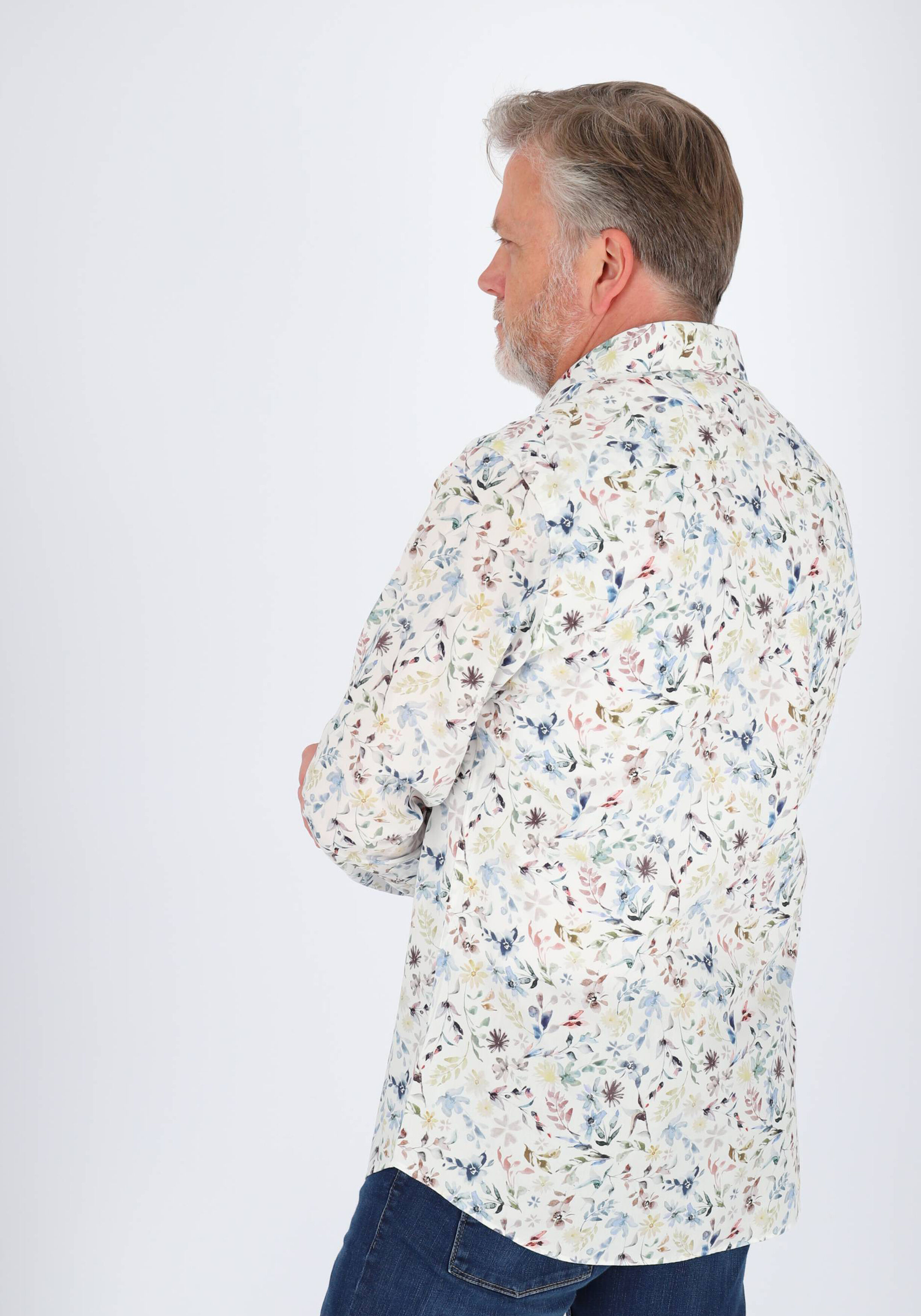 Michaelis slim fit heren overhemd, popeline, dessin