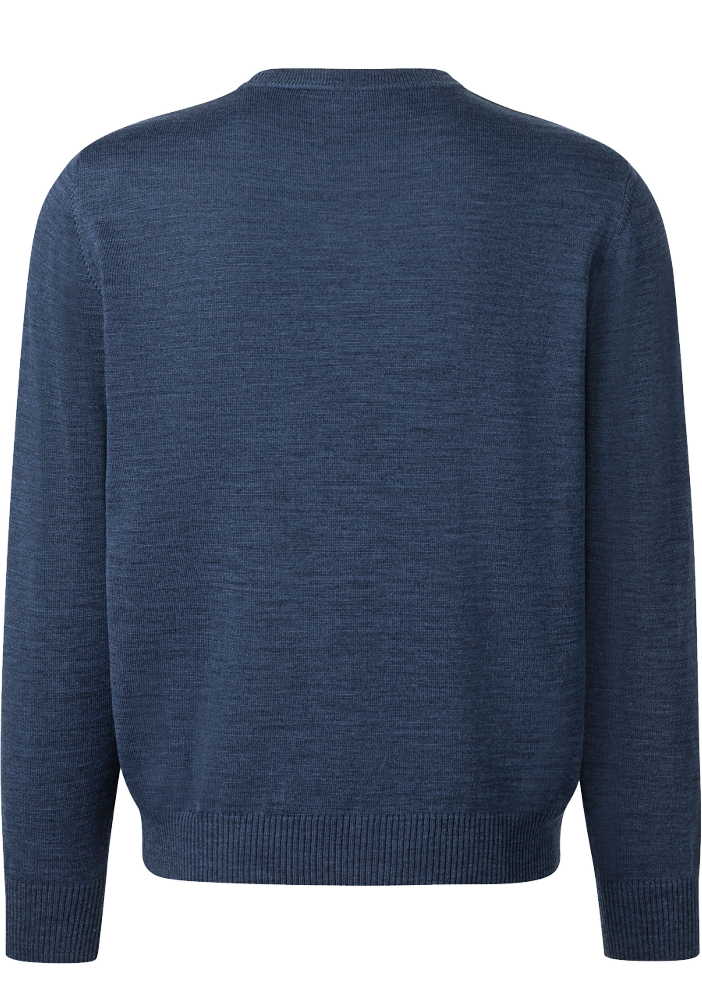 MAERZ Regular Fit heren trui met O-hals wol, blauw